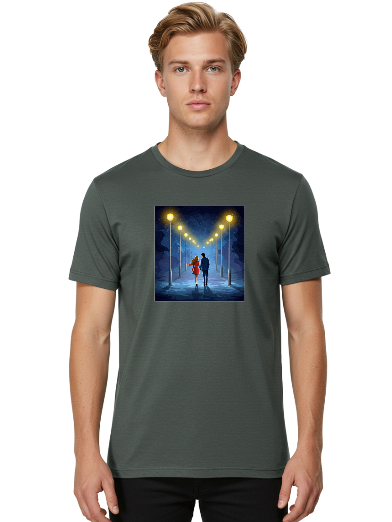 Couple-Walking-Hand-In-Hand Men'S Graphic Tee, 100% Cotton, Comfortable Casual Summer Wear, Machine Washable, Vintage Camera, Old Camera, Antique Camera, Black Camera, Classic Photography, Photography Equipment, Nostalgic Device, Film Camera, Baj419