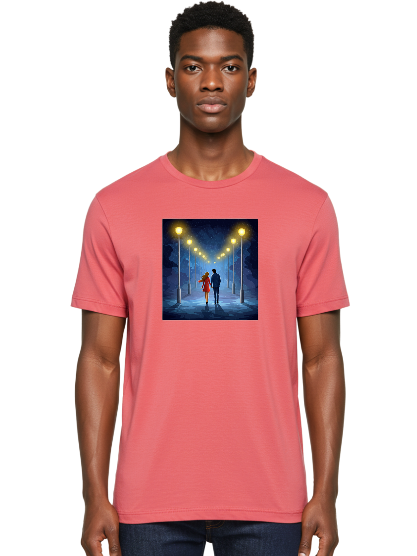 Couple-Walking-Hand-In-Hand Men'S Graphic Tee, 100% Cotton, Comfortable Casual Summer Wear, Machine Washable, Vintage Camera, Old Camera, Antique Camera, Black Camera, Classic Photography, Photography Equipment, Nostalgic Device, Film Camera, Baj419