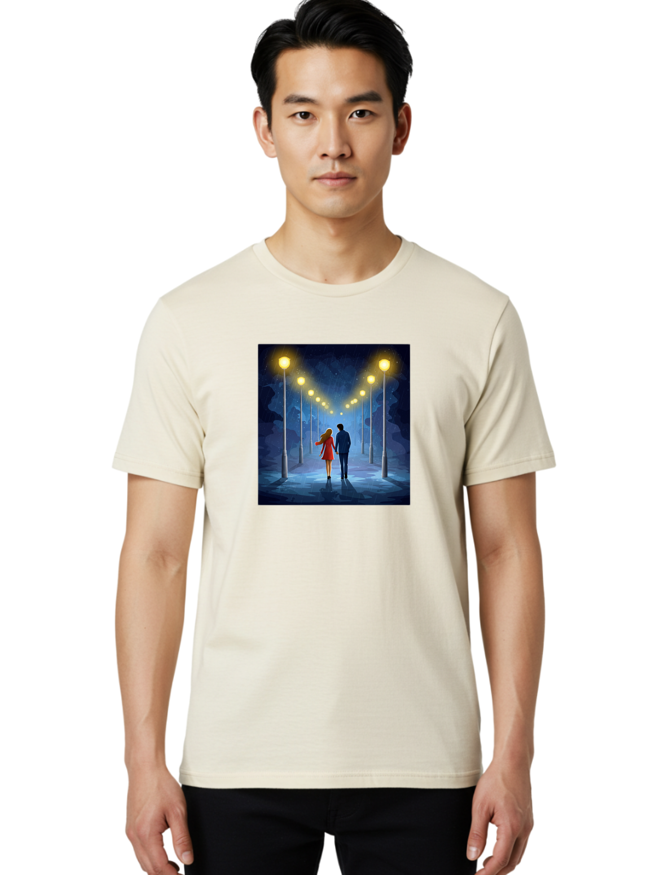 Couple-Walking-Hand-In-Hand Men'S Graphic Tee, 100% Cotton, Comfortable Casual Summer Wear, Machine Washable, Vintage Camera, Old Camera, Antique Camera, Black Camera, Classic Photography, Photography Equipment, Nostalgic Device, Film Camera, Baj419