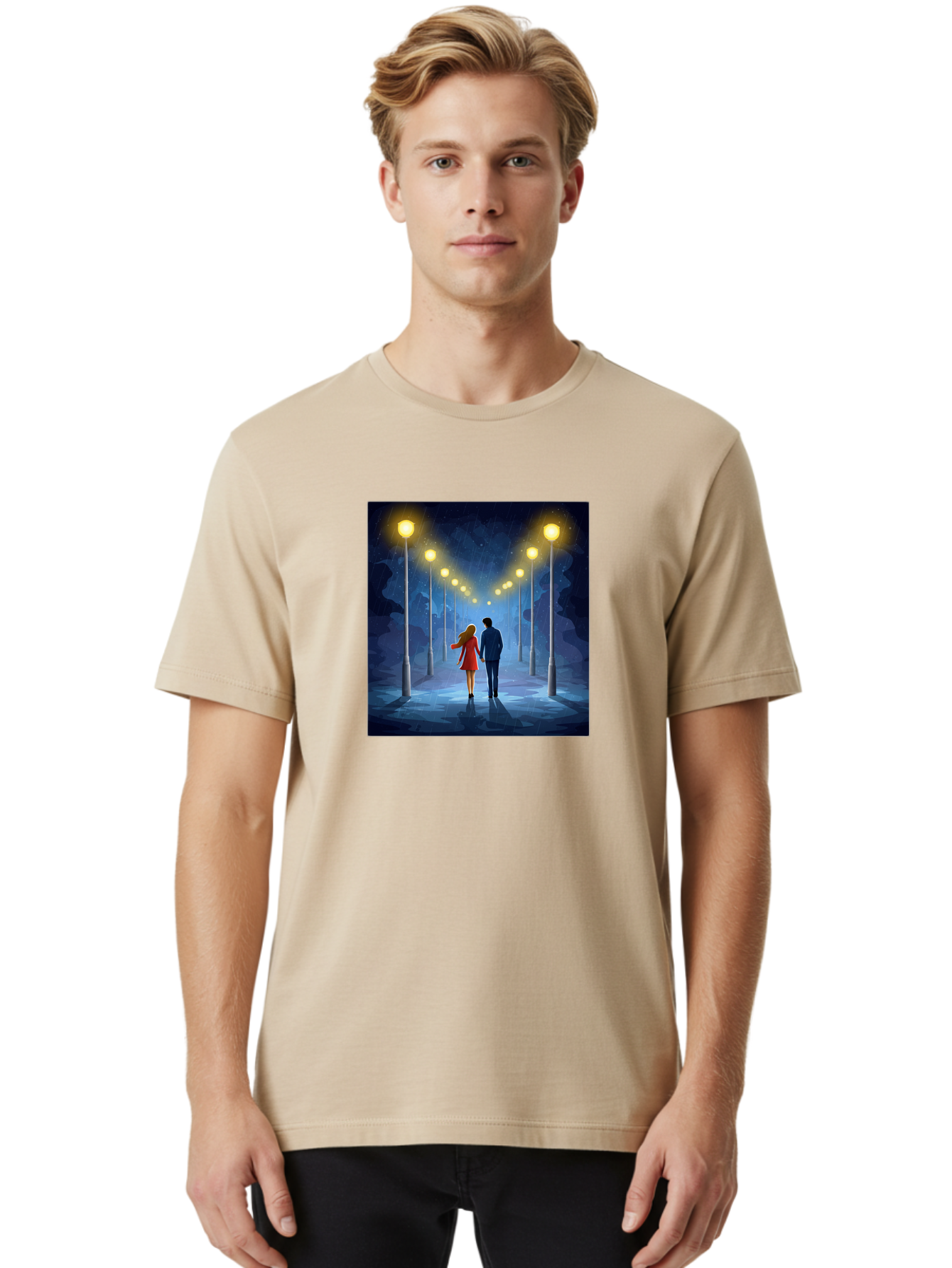 Couple-Walking-Hand-In-Hand Men'S Graphic Tee, 100% Cotton, Comfortable Casual Summer Wear, Machine Washable, Vintage Camera, Old Camera, Antique Camera, Black Camera, Classic Photography, Photography Equipment, Nostalgic Device, Film Camera, Baj419