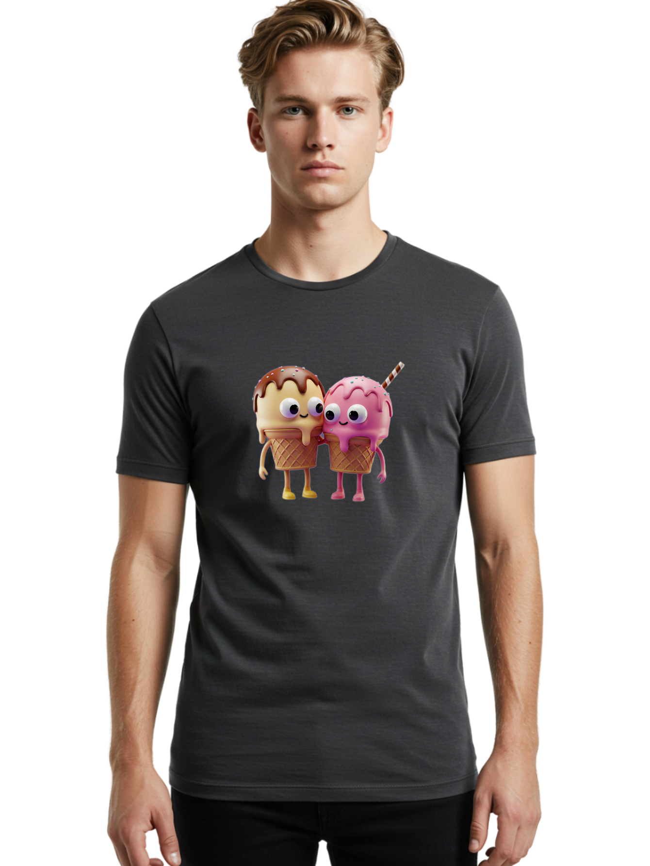 Cute-Ice-Cream-Cones Men'S Graphic Tee, 100% Cotton, Comfortable Casual Summer Wear, Machine Washable, Vintage Camera, Old Camera, Antique Camera, Black Camera, Classic Photography, Photography Equipment, Nostalgic Device, Film Camera, Baj431