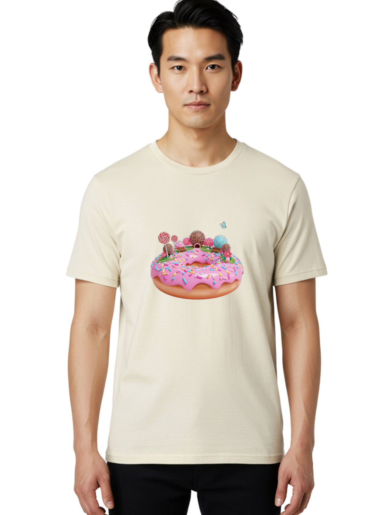 Donut-With-Sprinkles-And-Lollipops Men'S Graphic Tee, 100% Cotton, Comfortable Casual Summer Wear, Machine Washable, Vintage Camera, Old Camera, Antique Camera, Black Camera, Classic Photography, Photography Equipment, Nostalgic Device, Baj436