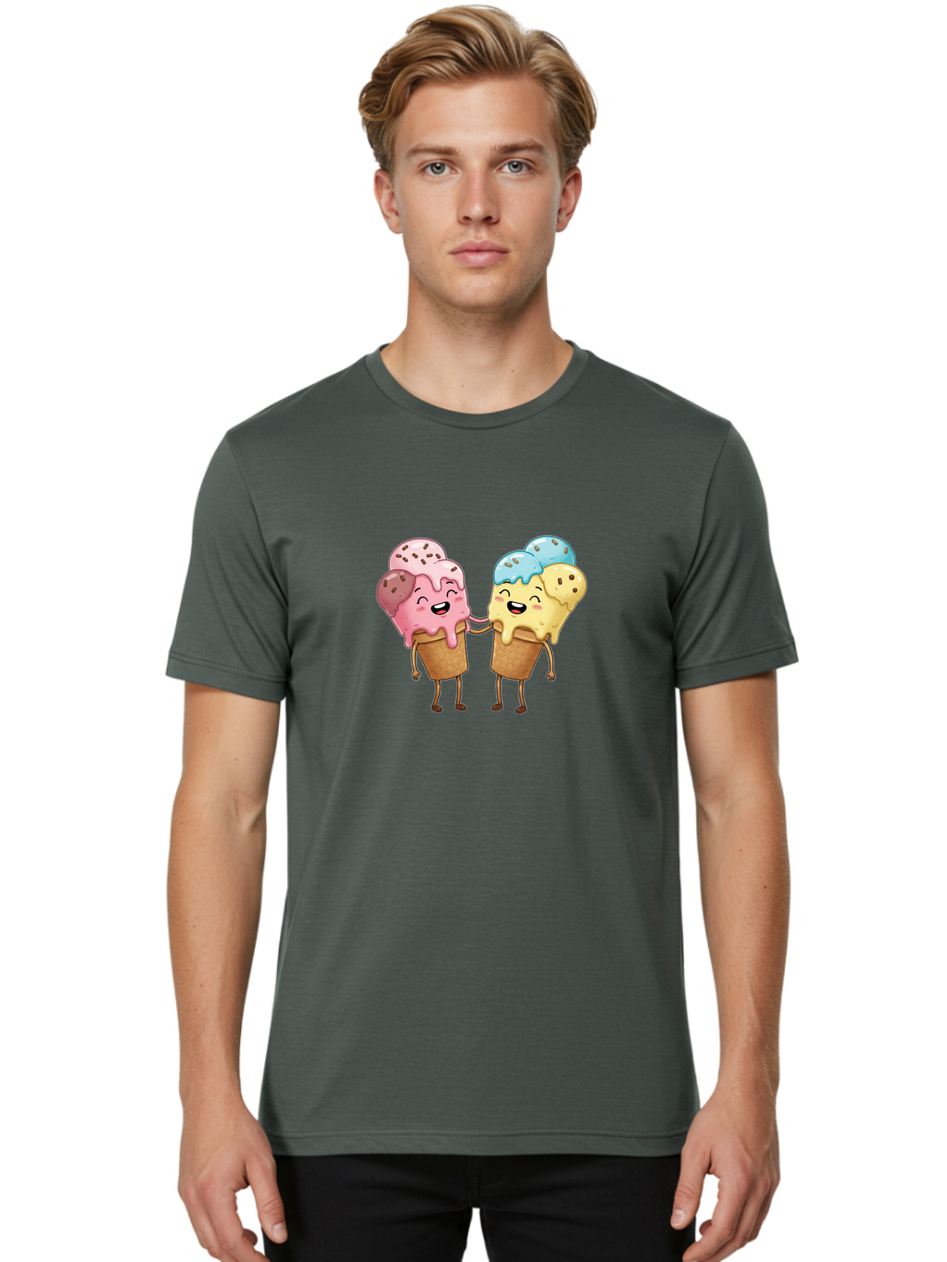 Double-Icecream Men'S Graphic Tee, 100% Cotton, Comfortable Casual Summer Wear, Machine Washable, Vintage Camera, Old Camera, Antique Camera, Black Camera, Classic Photography, Photography Equipment, Nostalgic Device, Film Camera, Camera Art Baj437