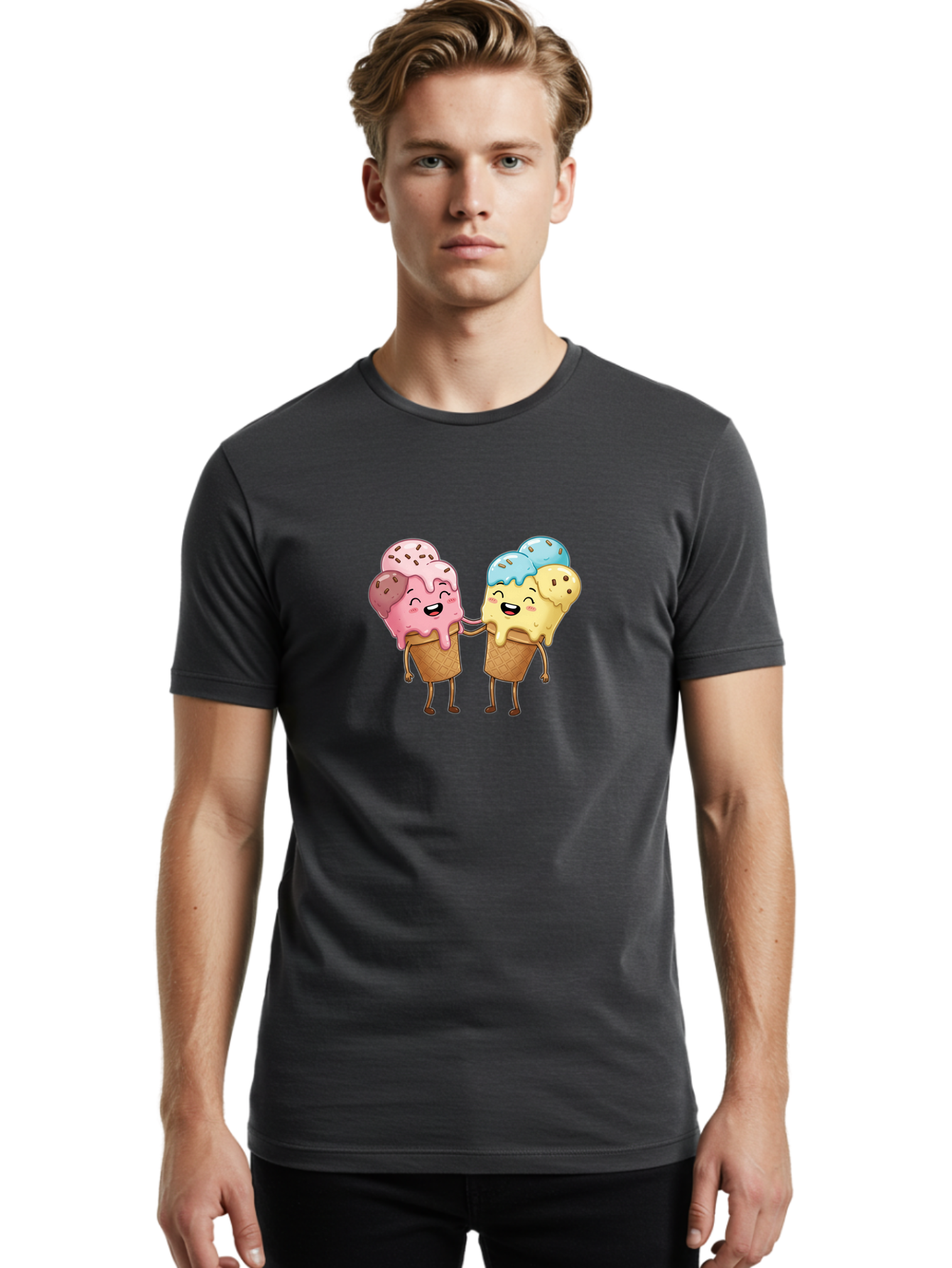 Double-Icecream Men'S Graphic Tee, 100% Cotton, Comfortable Casual Summer Wear, Machine Washable, Vintage Camera, Old Camera, Antique Camera, Black Camera, Classic Photography, Photography Equipment, Nostalgic Device, Film Camera, Camera Art Baj437
