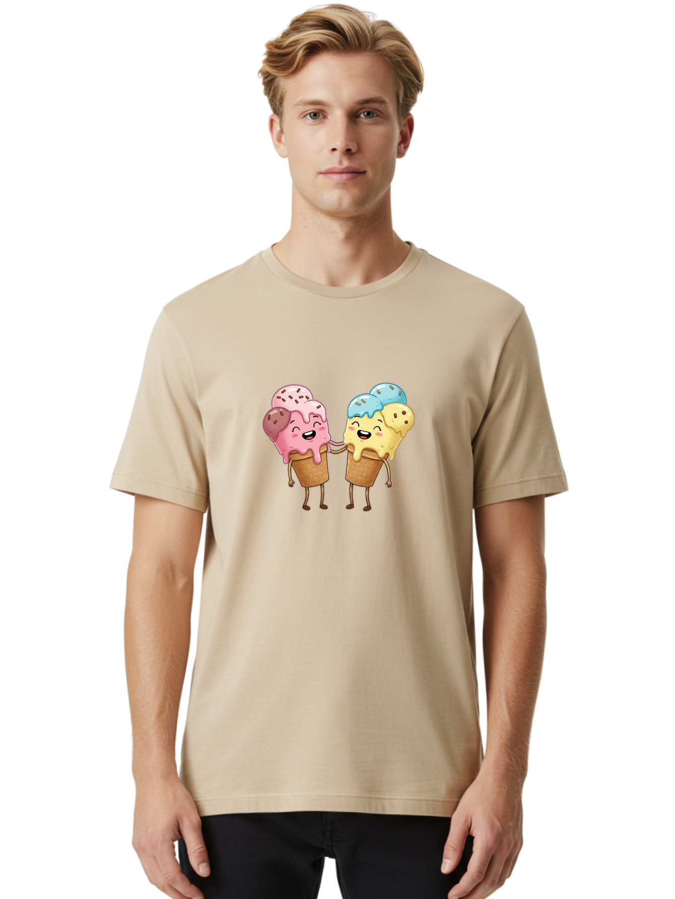 Double-Icecream Men'S Graphic Tee, 100% Cotton, Comfortable Casual Summer Wear, Machine Washable, Vintage Camera, Old Camera, Antique Camera, Black Camera, Classic Photography, Photography Equipment, Nostalgic Device, Film Camera, Camera Art Baj437