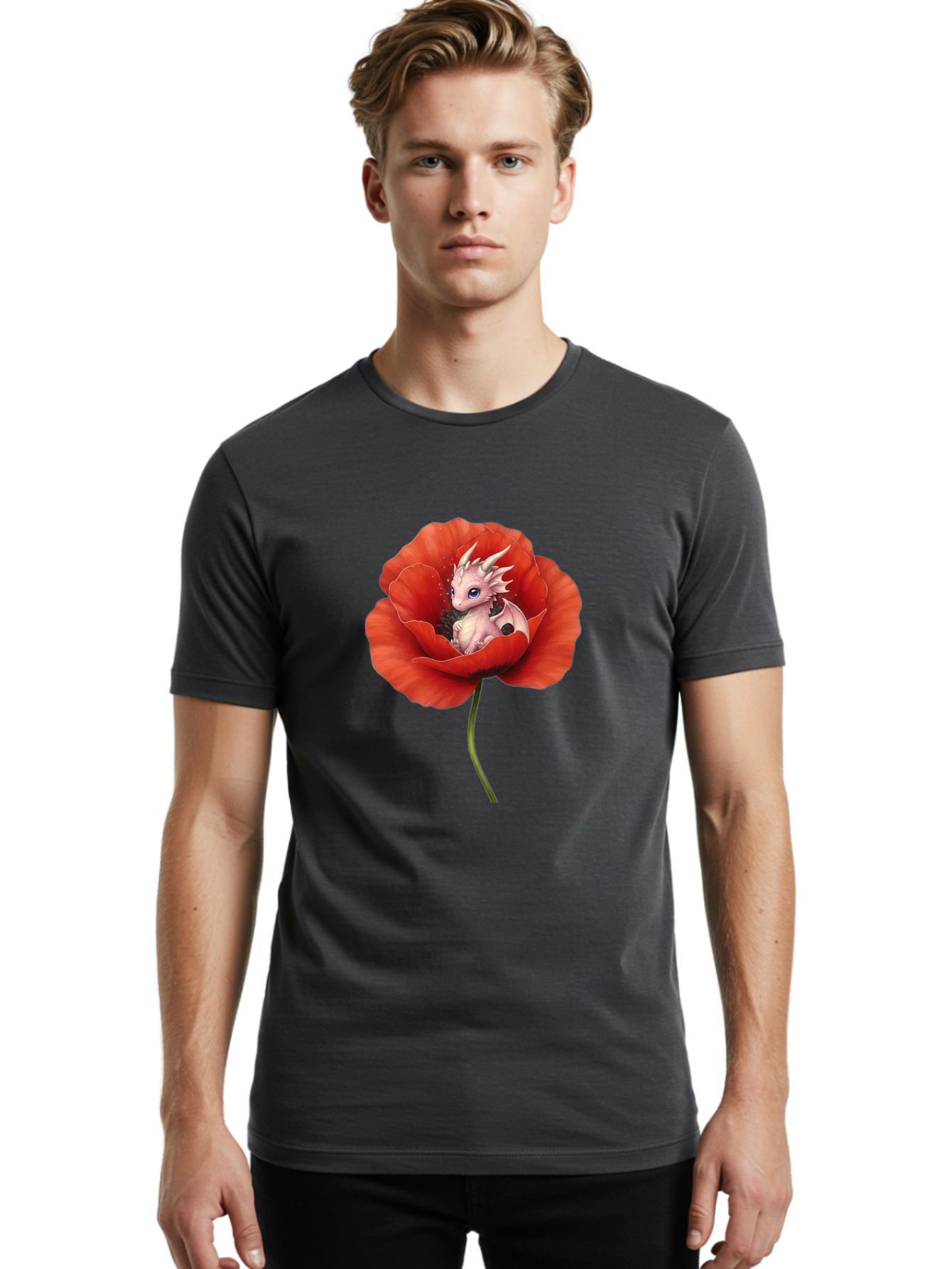 Dragon-In-Poppy-1 Men'S Graphic Tee, 100% Cotton, Comfortable Casual Summer Wear, Machine Washable, Vintage Camera, Old Camera, Antique Camera, Black Camera, Classic Photography, Photography Equipment, Nostalgic Device, Film Camera, Camera Art Baj441