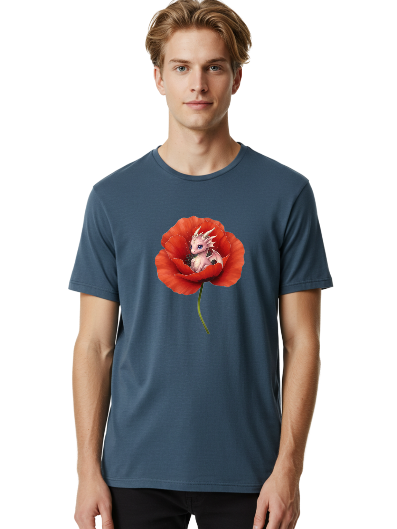 Dragon-In-Poppy-1 Men'S Graphic Tee, 100% Cotton, Comfortable Casual Summer Wear, Machine Washable, Vintage Camera, Old Camera, Antique Camera, Black Camera, Classic Photography, Photography Equipment, Nostalgic Device, Film Camera, Camera Art Baj441