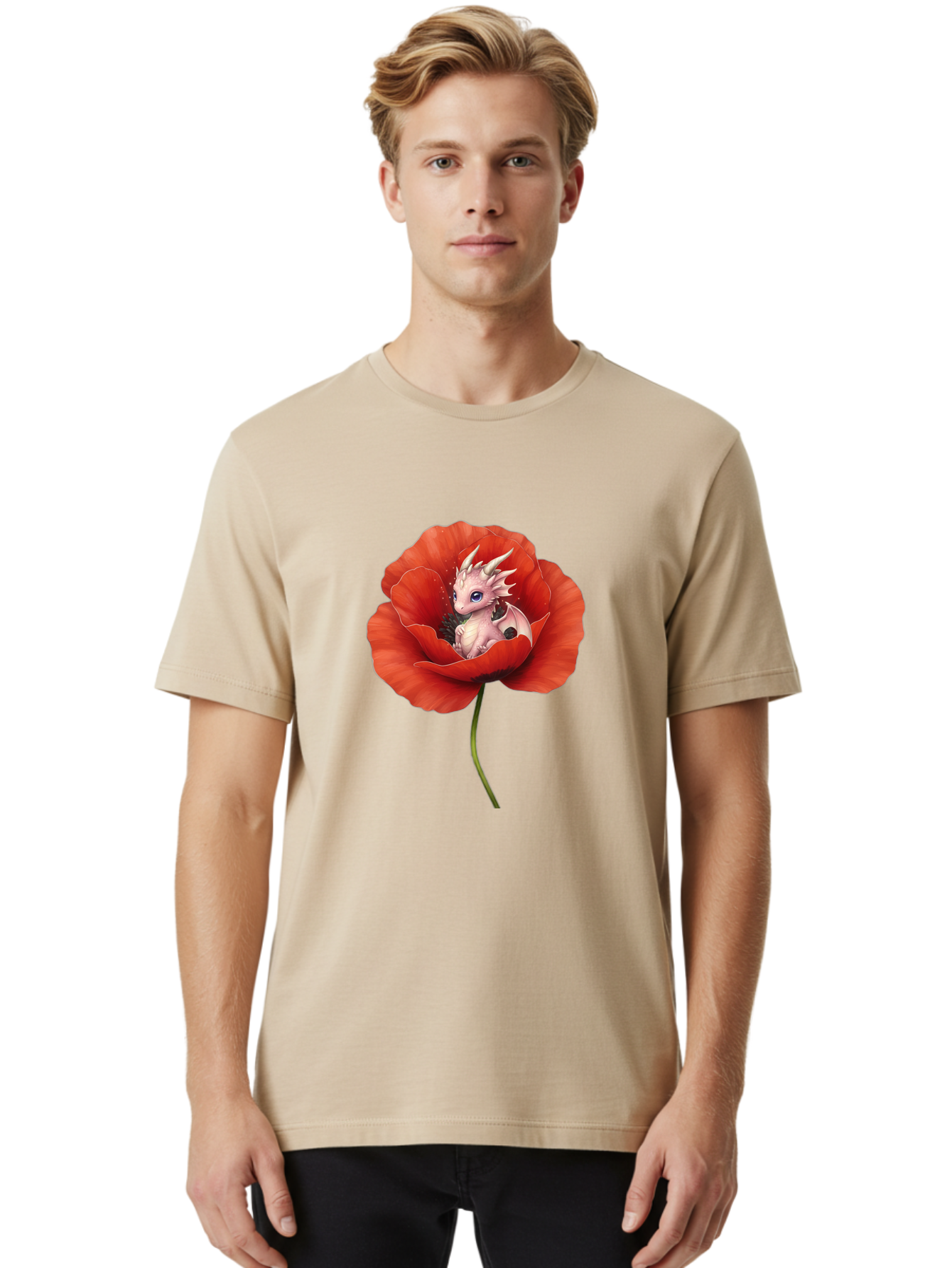 Dragon-In-Poppy-1 Men'S Graphic Tee, 100% Cotton, Comfortable Casual Summer Wear, Machine Washable, Vintage Camera, Old Camera, Antique Camera, Black Camera, Classic Photography, Photography Equipment, Nostalgic Device, Film Camera, Camera Art Baj441