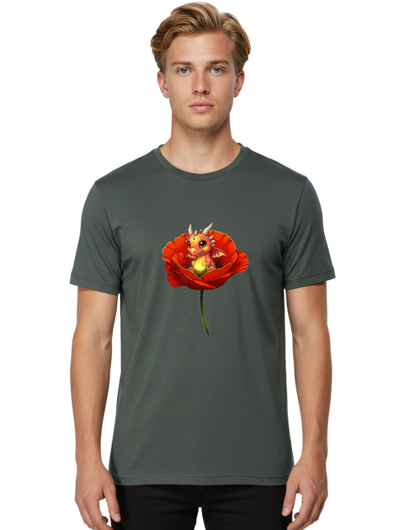 Dragon-In-Poppy-2 Men'S Graphic Tee, 100% Cotton, Comfortable Casual Summer Wear, Machine Washable, Vintage Camera, Old Camera, Antique Camera, Black Camera, Classic Photography, Photography Equipment, Nostalgic Device, Film Camera, Camera Art Baj442