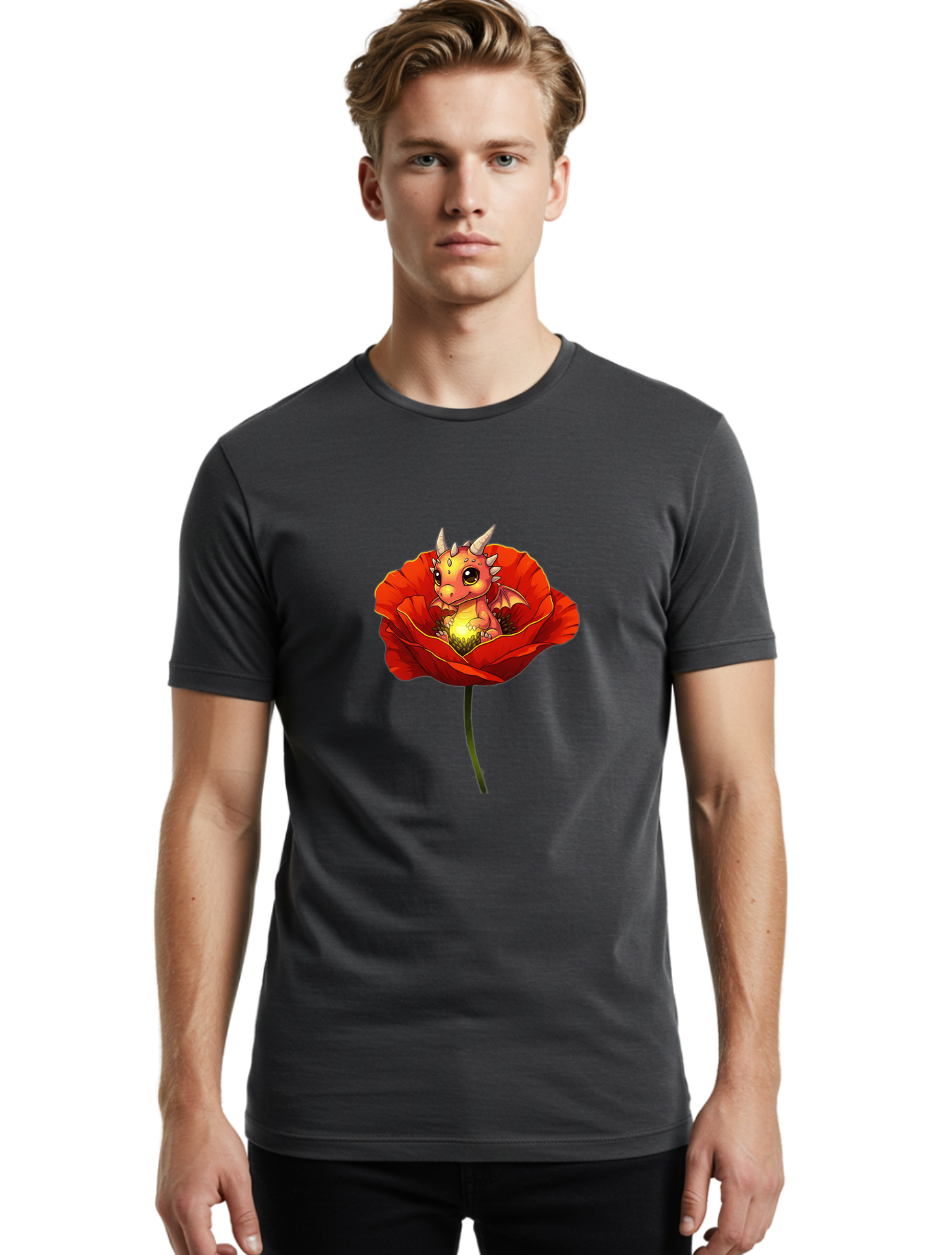 Dragon-In-Poppy-2 Men'S Graphic Tee, 100% Cotton, Comfortable Casual Summer Wear, Machine Washable, Vintage Camera, Old Camera, Antique Camera, Black Camera, Classic Photography, Photography Equipment, Nostalgic Device, Film Camera, Camera Art Baj442