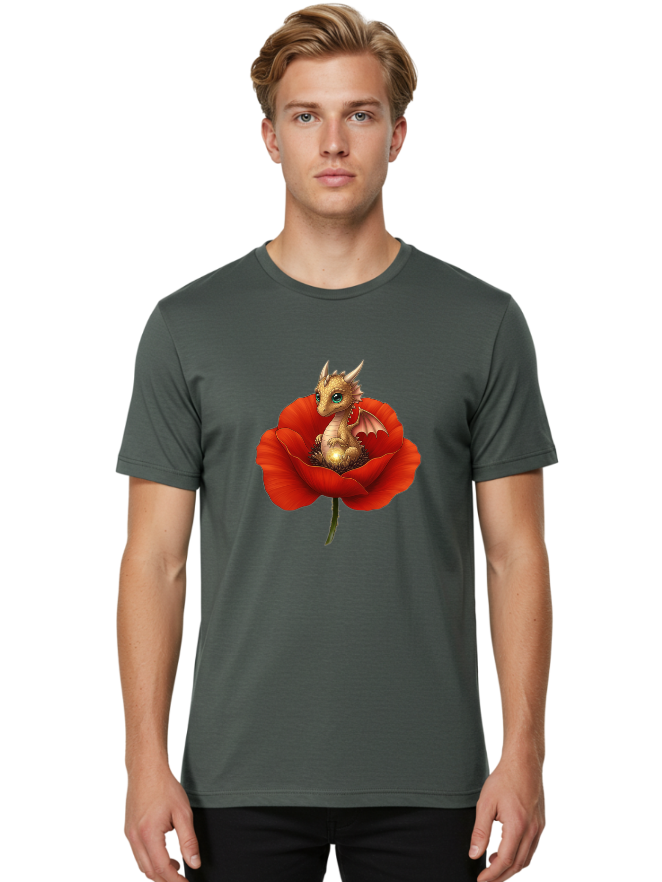 Dragon-In-Poppy-3 Men'S Graphic Tee, 100% Cotton, Comfortable Casual Summer Wear, Machine Washable, Vintage Camera, Old Camera, Antique Camera, Black Camera, Classic Photography, Photography Equipment, Nostalgic Device, Film Camera, Camera Art Baj443