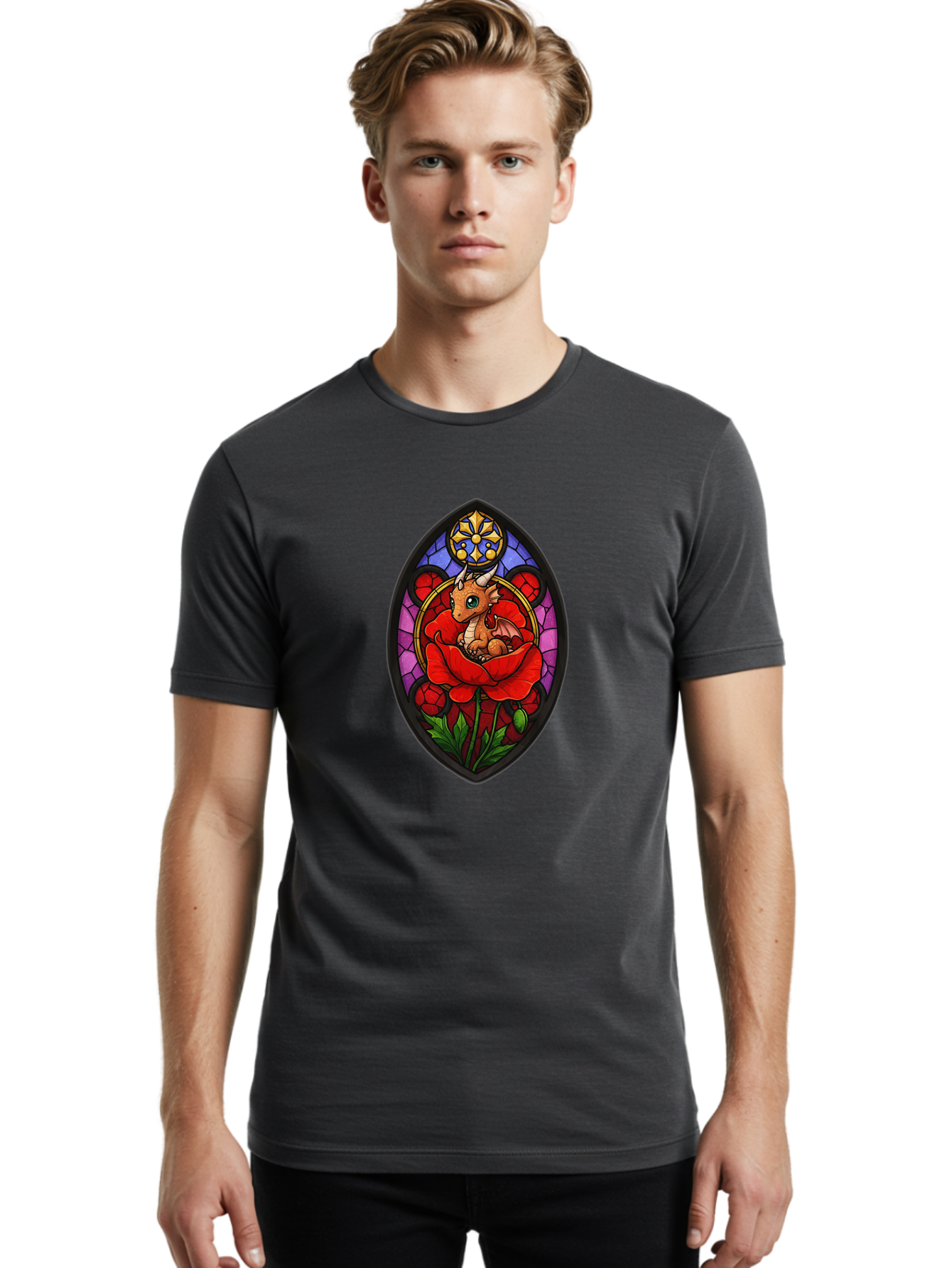 Dragon-In-Rose-2 Men'S Graphic Tee, 100% Cotton, Comfortable Casual Summer Wear, Machine Washable, Vintage Camera, Old Camera, Antique Camera, Black Camera, Classic Photography, Photography Equipment, Nostalgic Device, Film Camera, Camera Art Baj449