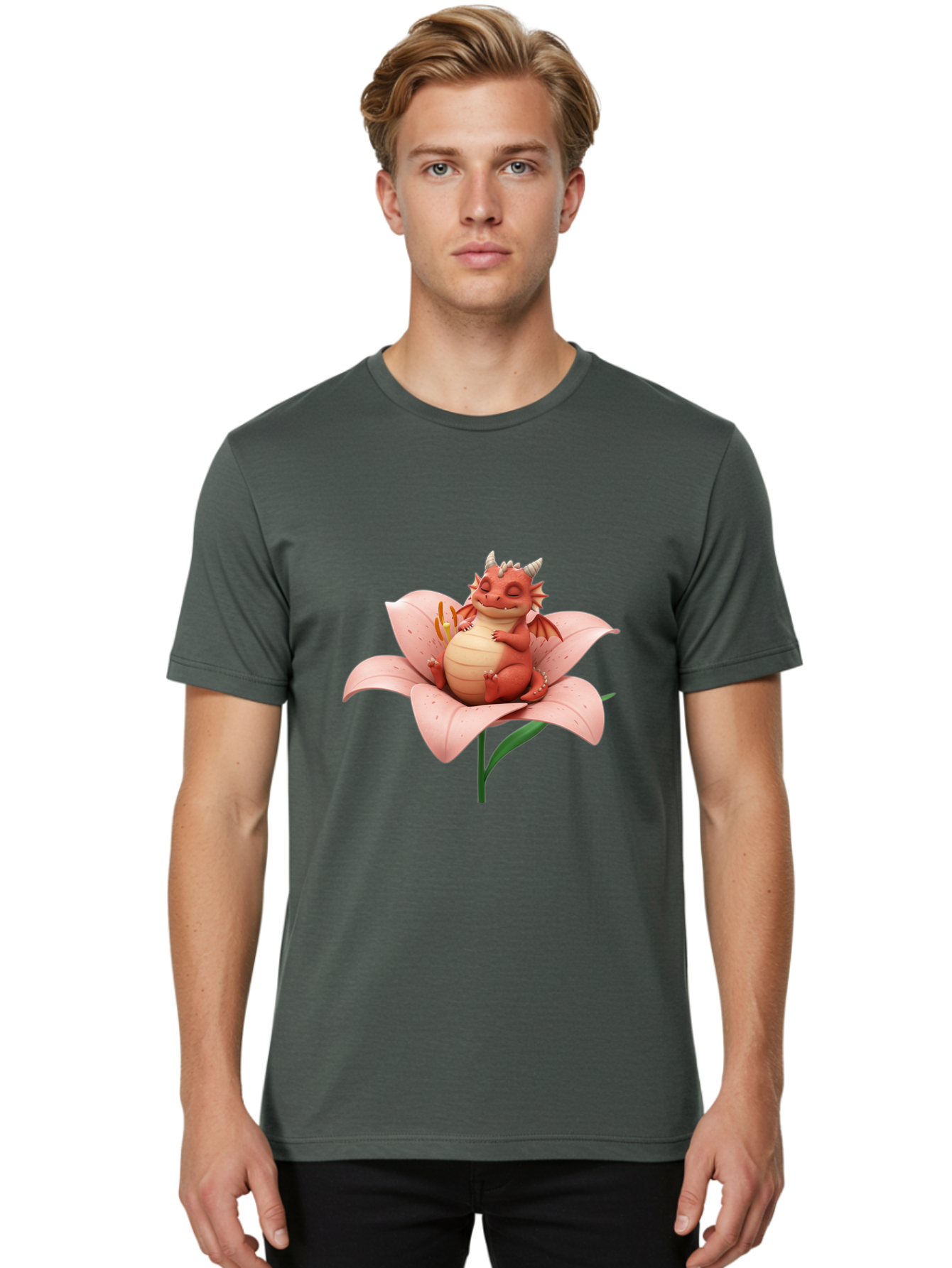Dragon-On-Flower-2 Men'S Graphic Tee, 100% Cotton, Comfortable Casual Summer Wear, Machine Washable, Vintage Camera, Old Camera, Antique Camera, Black Camera, Classic Photography, Photography Equipment, Nostalgic Device, Film Camera, Baj454