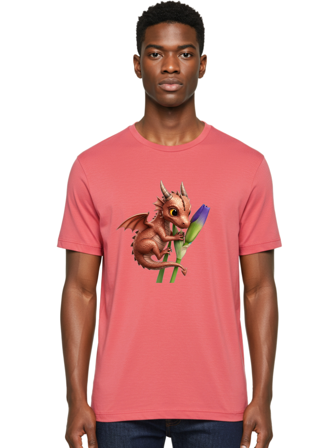 Dragon-With-Purple-Flower Men'S Graphic Tee, 100% Cotton, Comfortable Casual Summer Wear, Machine Washable, Vintage Camera, Old Camera, Antique Camera, Black Camera, Classic Photography, Photography Equipment, Nostalgic Device, Film Camera, Baj459