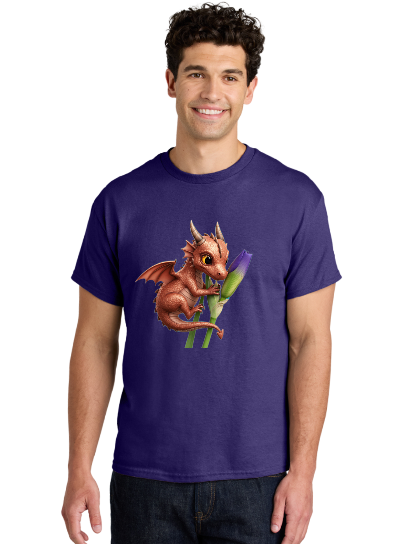 Dragon-With-Purple-Flower Men'S Graphic Tee, 100% Cotton, Comfortable Casual Summer Wear, Machine Washable, Vintage Camera, Old Camera, Antique Camera, Black Camera, Classic Photography, Photography Equipment, Nostalgic Device, Film Camera, Baj459