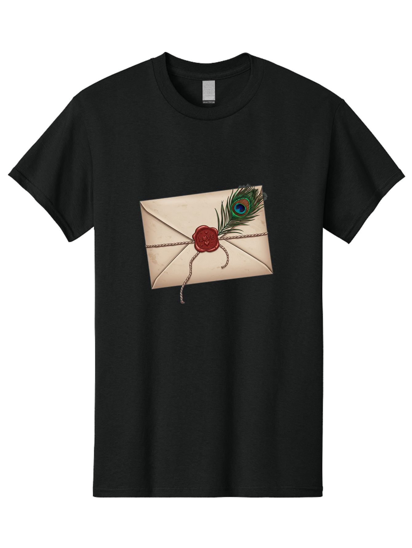 Envelope-With-Peacock-Feather-1 Men'S Graphic Tee, 100% Cotton, Comfortable Casual Summer Wear, Machine Washable, Vintage Camera, Old Camera, Antique Camera, Black Camera, Classic Photography, Photography Equipment, Nostalgic Device, Baj463