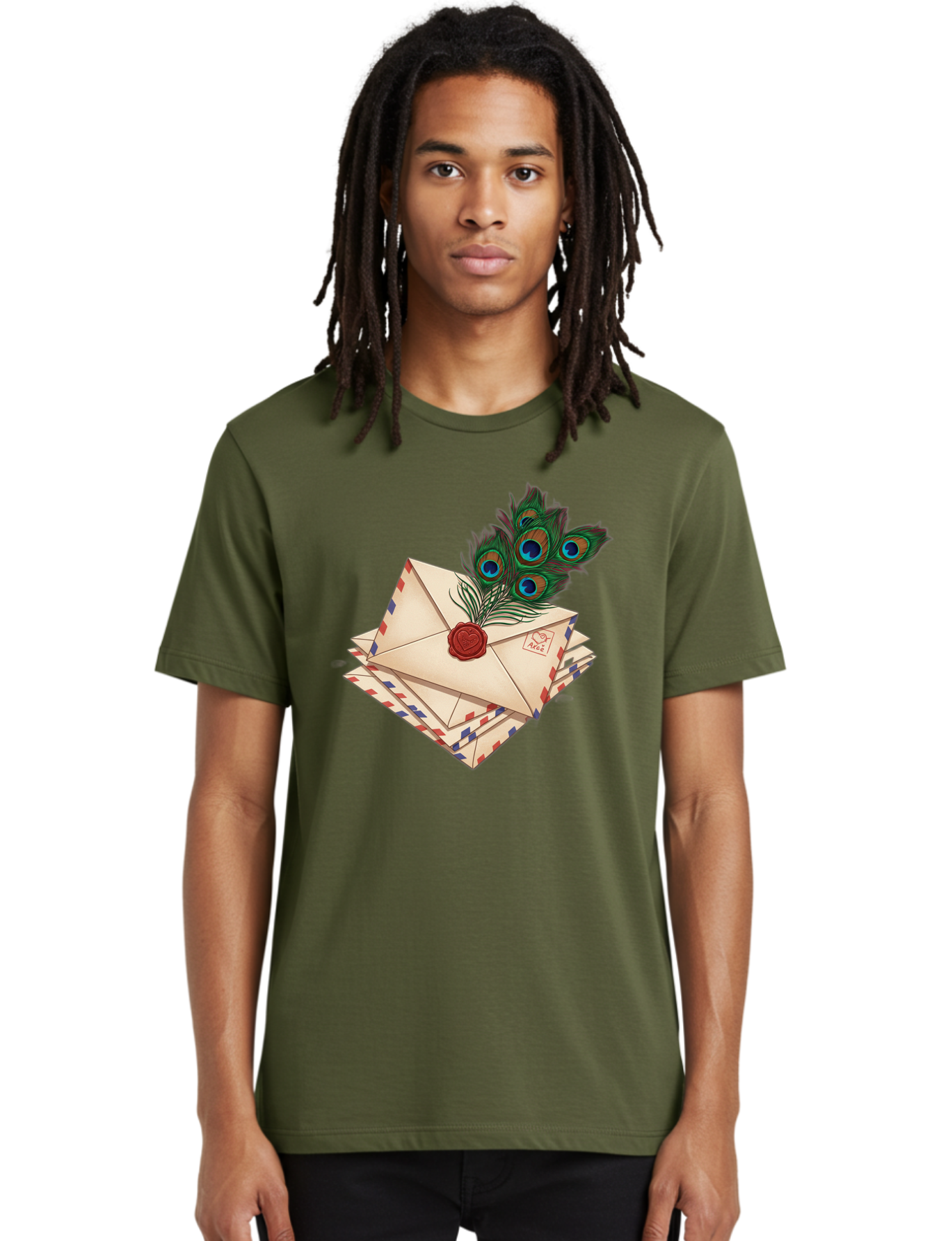 Envelope-With-Peacock-Feather Men'S Graphic Tee, 100% Cotton, Comfortable Casual Summer Wear, Machine Washable, Vintage Camera, Old Camera, Antique Camera, Black Camera, Classic Photography, Photography Equipment, Nostalgic Device, Baj464