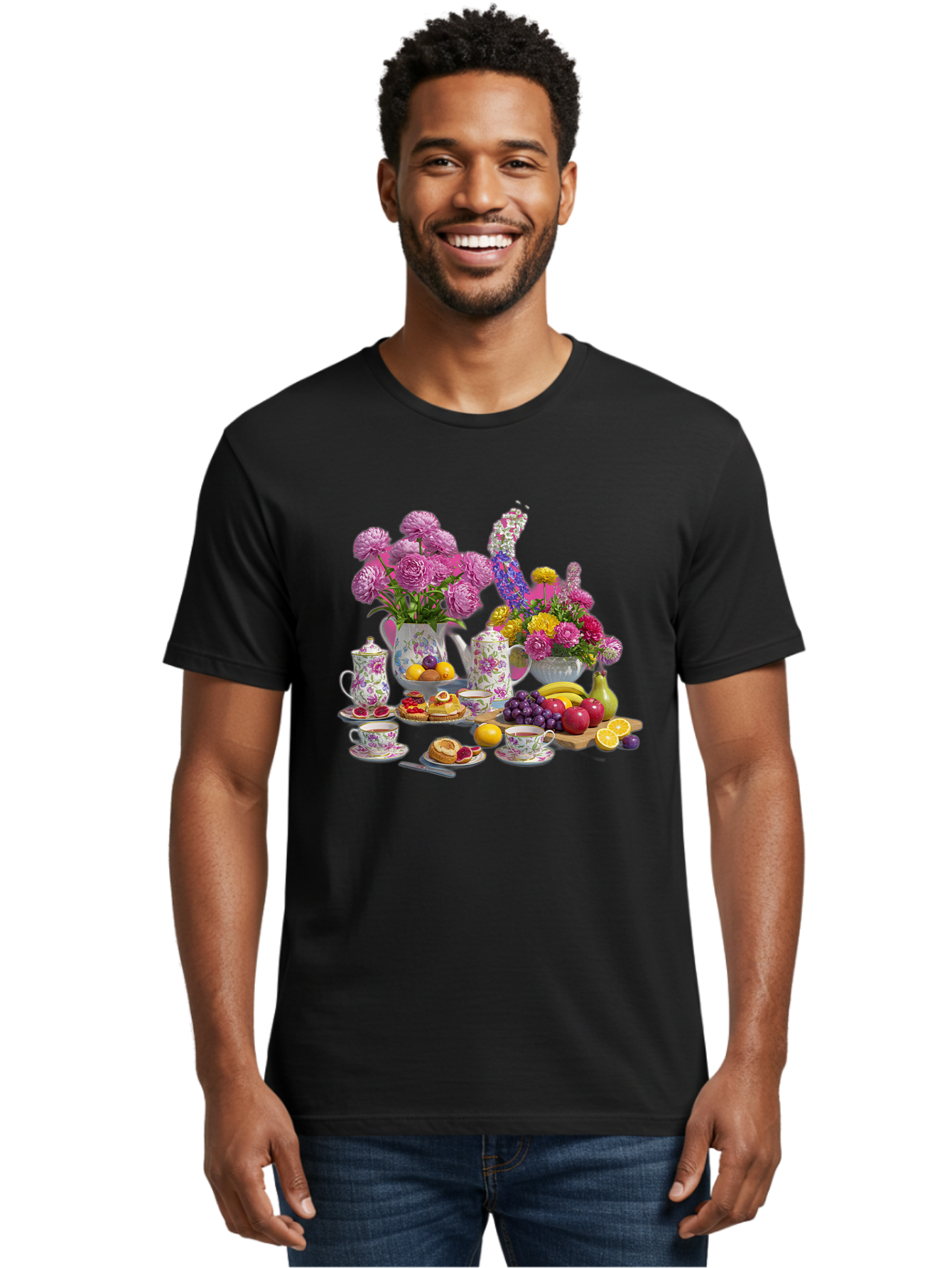 Floral-Tea-Party Men'S Graphic Tee, 100% Cotton, Comfortable Casual Summer Wear, Machine Washable, Vintage Camera, Old Camera, Antique Camera, Black Camera, Classic Photography, Photography Equipment, Nostalgic Device, Film Camera, Camera Art Baj466
