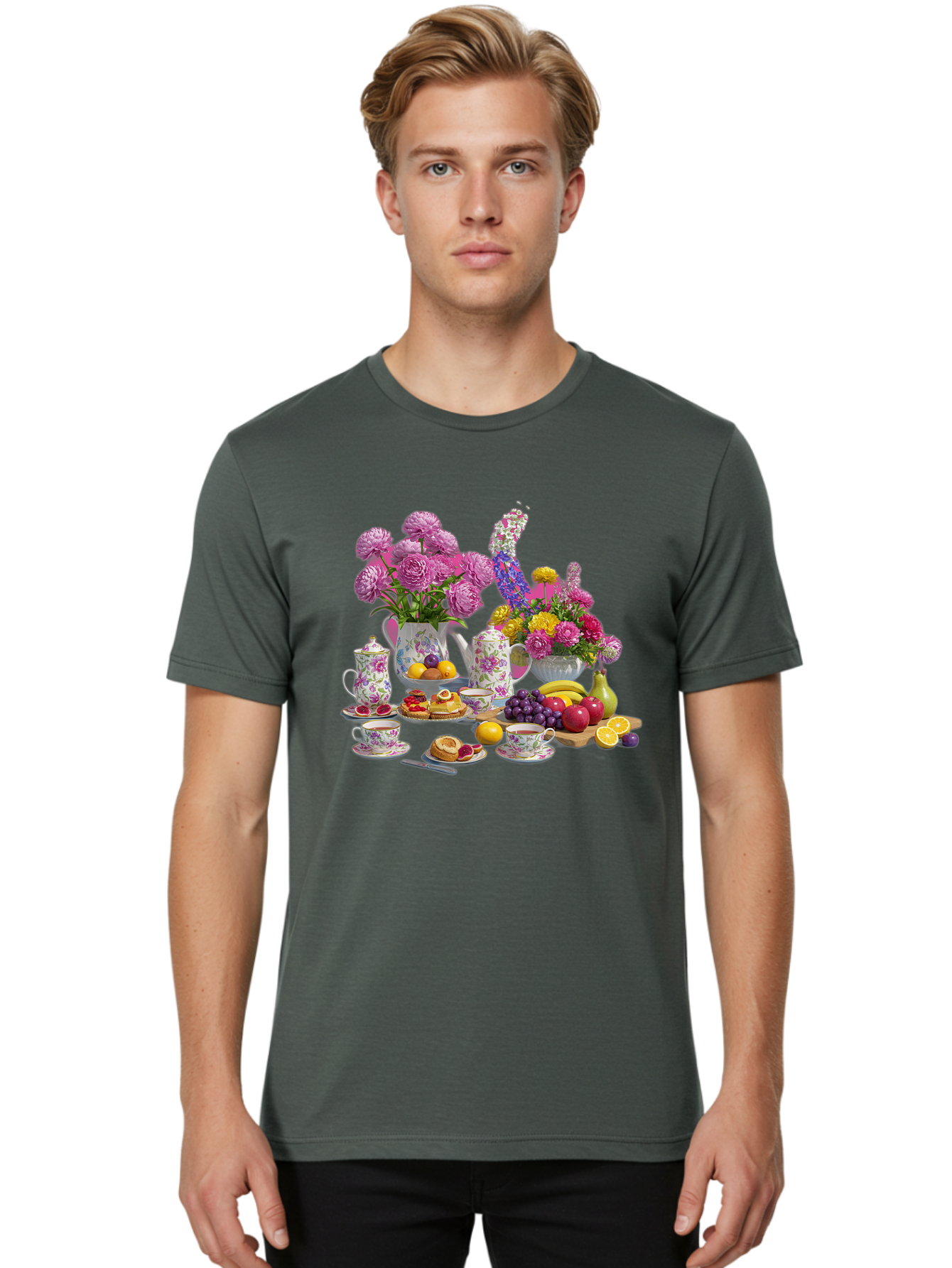 Floral-Tea-Party Men'S Graphic Tee, 100% Cotton, Comfortable Casual Summer Wear, Machine Washable, Vintage Camera, Old Camera, Antique Camera, Black Camera, Classic Photography, Photography Equipment, Nostalgic Device, Film Camera, Camera Art Baj466