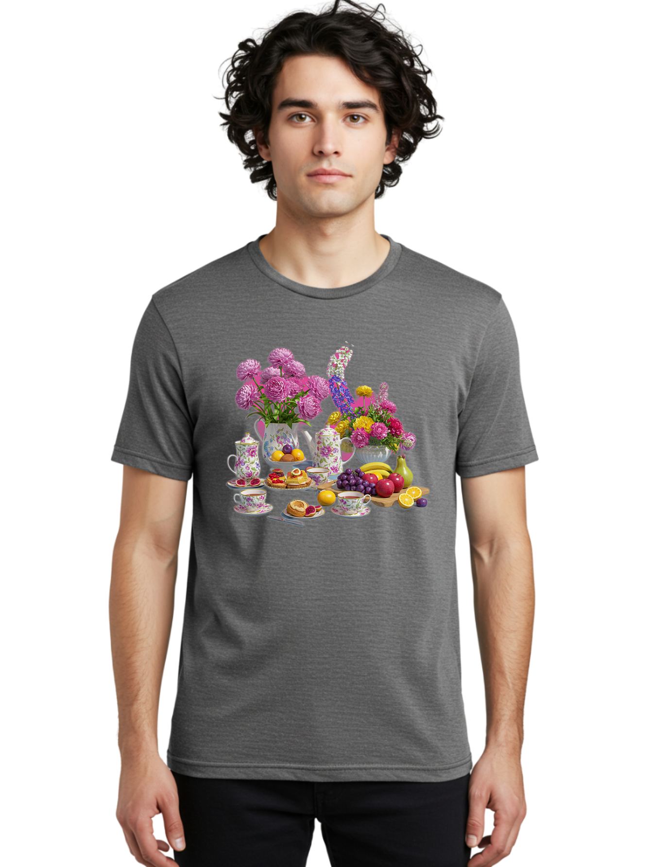 Floral-Tea-Party Men'S Graphic Tee, 100% Cotton, Comfortable Casual Summer Wear, Machine Washable, Vintage Camera, Old Camera, Antique Camera, Black Camera, Classic Photography, Photography Equipment, Nostalgic Device, Film Camera, Camera Art Baj466