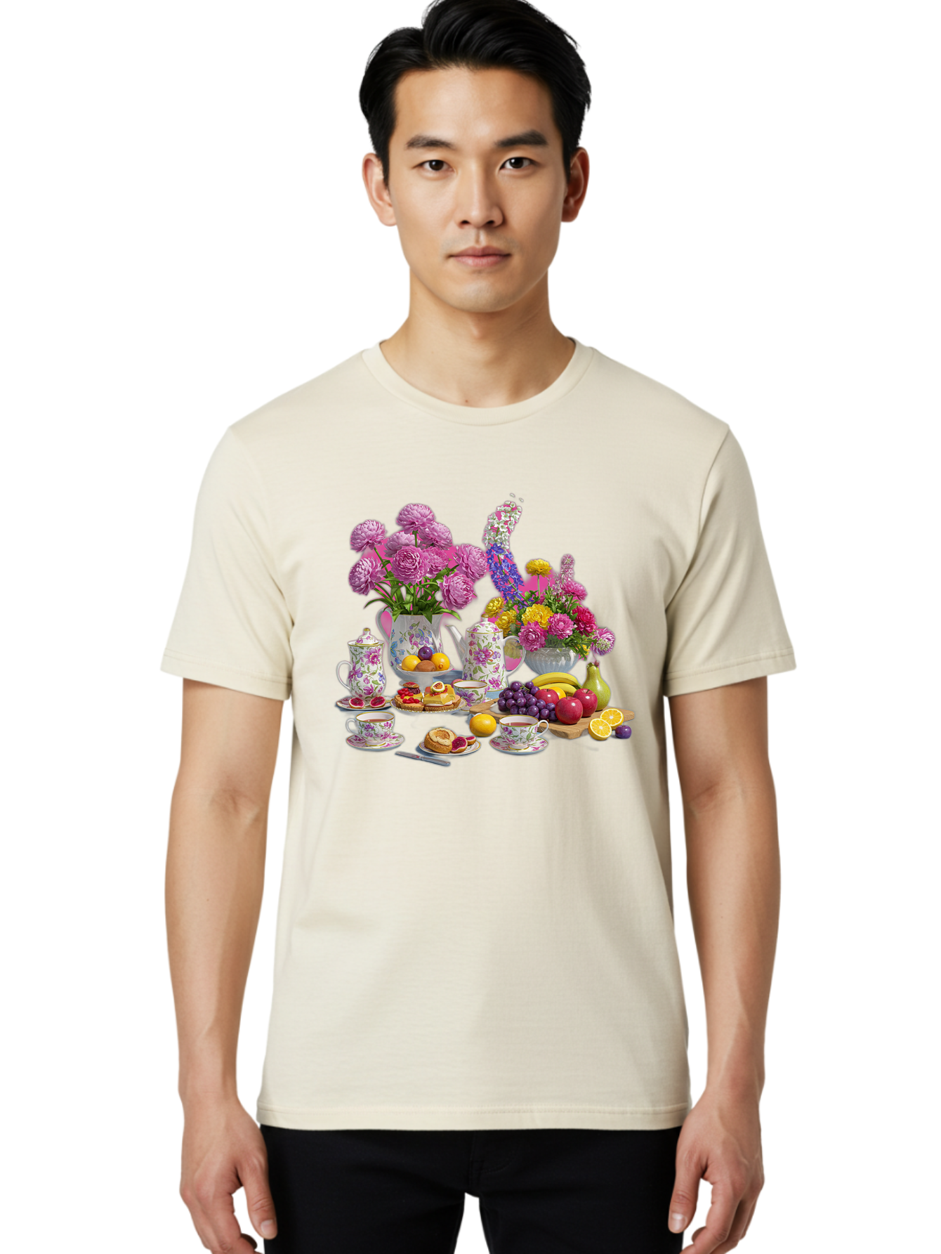 Floral-Tea-Party Men'S Graphic Tee, 100% Cotton, Comfortable Casual Summer Wear, Machine Washable, Vintage Camera, Old Camera, Antique Camera, Black Camera, Classic Photography, Photography Equipment, Nostalgic Device, Film Camera, Camera Art Baj466
