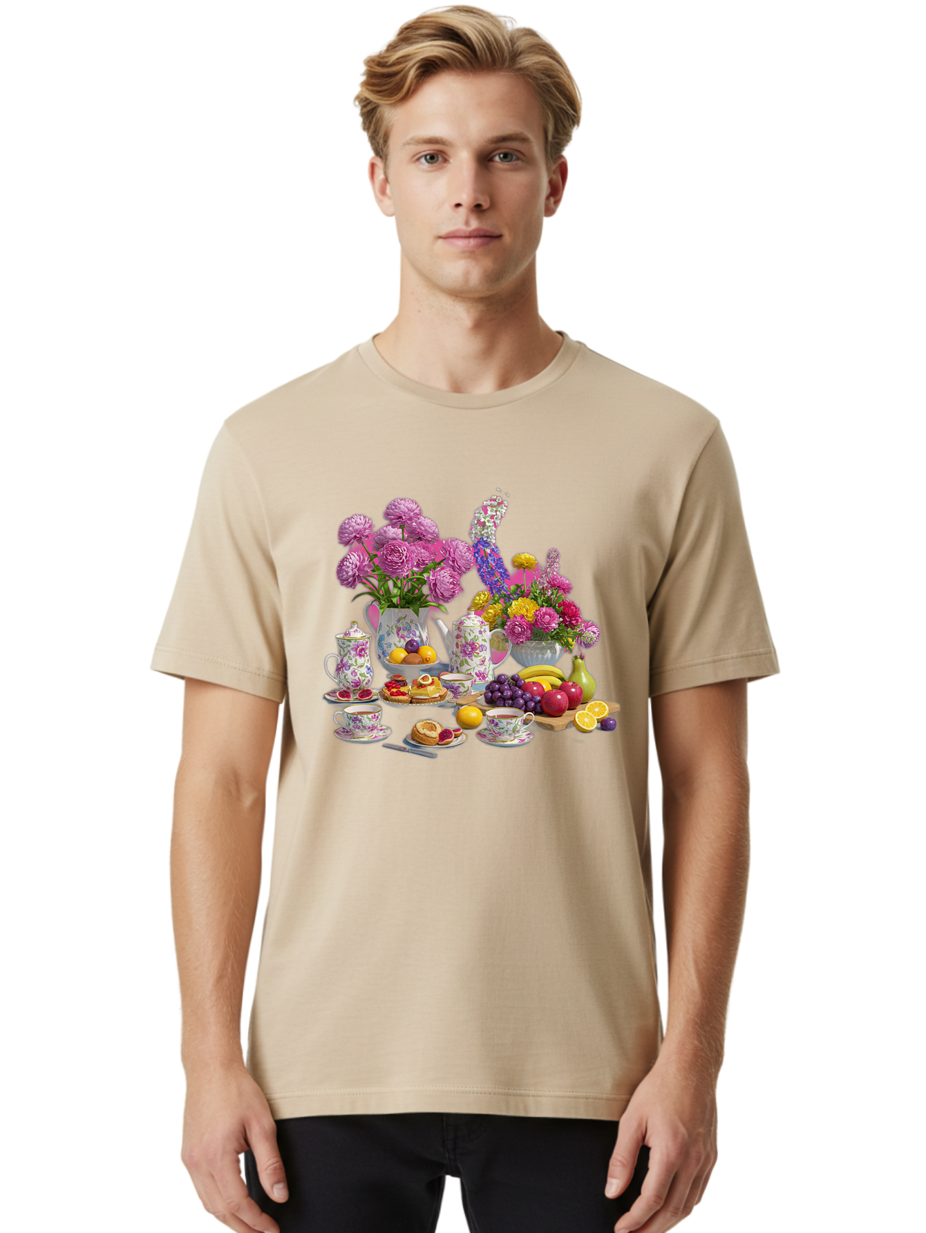 Floral-Tea-Party Men'S Graphic Tee, 100% Cotton, Comfortable Casual Summer Wear, Machine Washable, Vintage Camera, Old Camera, Antique Camera, Black Camera, Classic Photography, Photography Equipment, Nostalgic Device, Film Camera, Camera Art Baj466