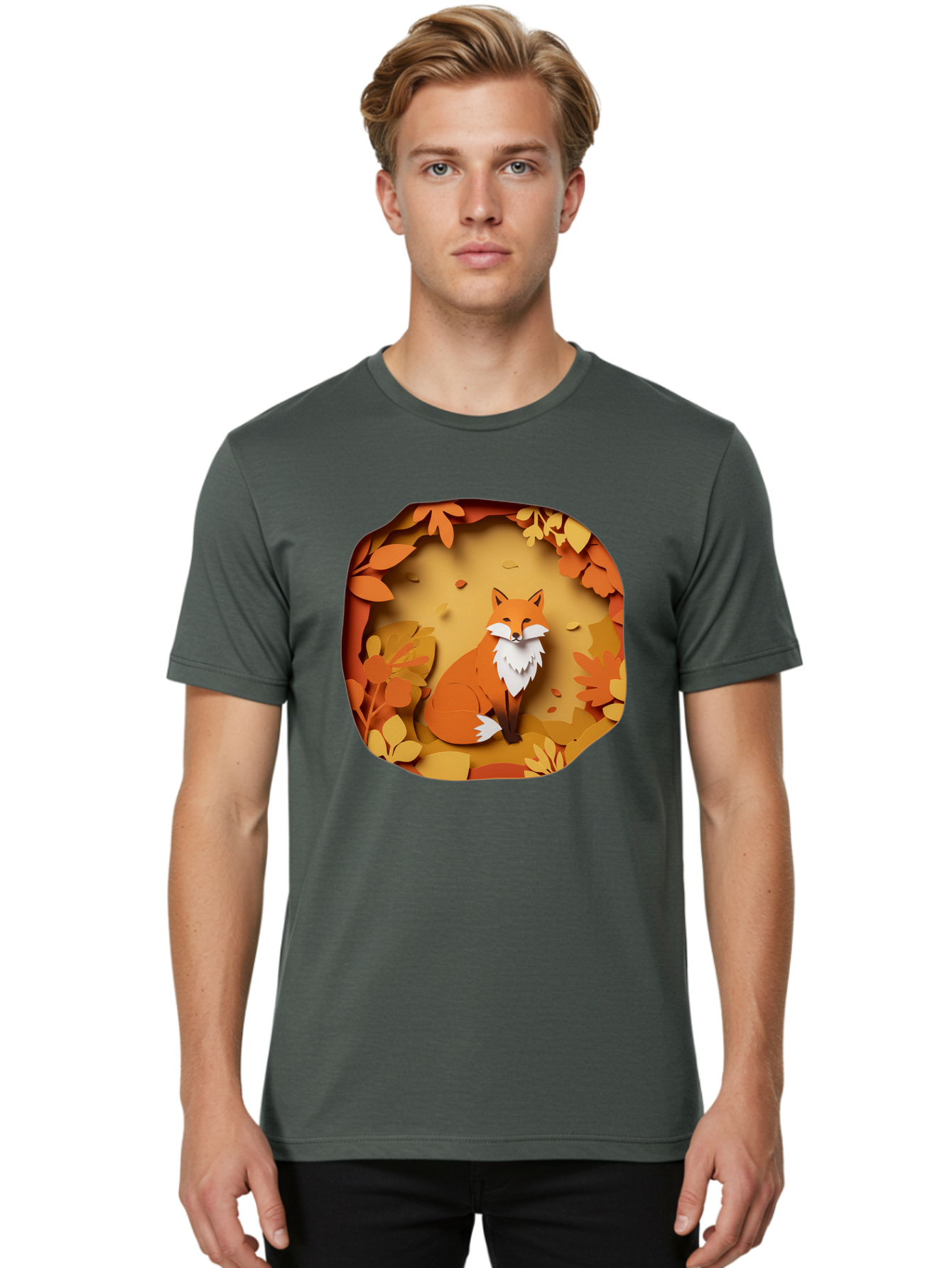 Fox-In-Leaves-1 Men'S Graphic Tee, 100% Cotton, Comfortable Casual Summer Wear, Machine Washable, Vintage Camera, Old Camera, Antique Camera, Black Camera, Classic Photography, Photography Equipment, Nostalgic Device, Film Camera, Camera Art Baj469