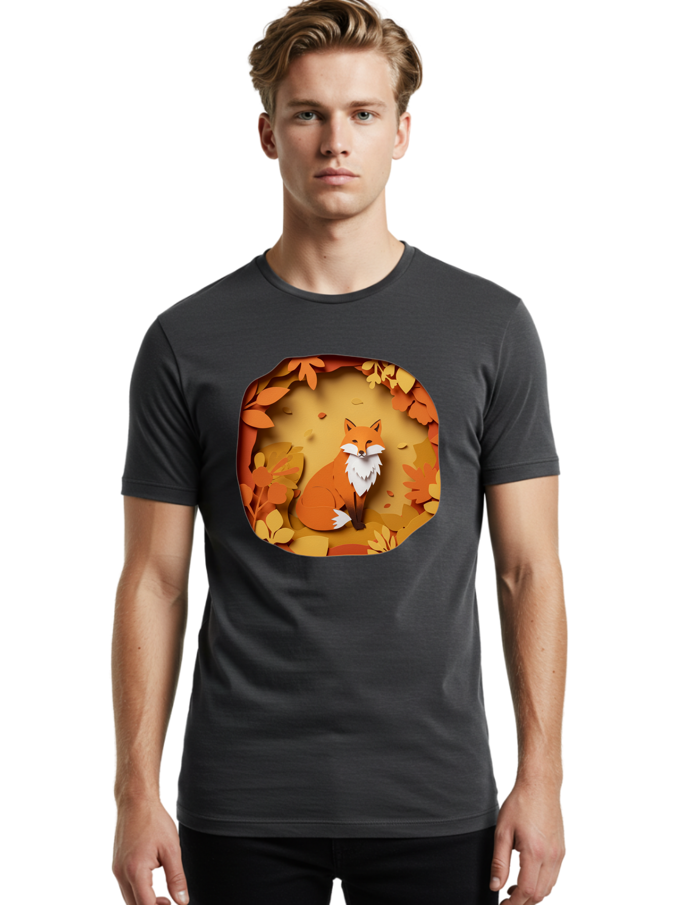 Fox-In-Leaves-1 Men'S Graphic Tee, 100% Cotton, Comfortable Casual Summer Wear, Machine Washable, Vintage Camera, Old Camera, Antique Camera, Black Camera, Classic Photography, Photography Equipment, Nostalgic Device, Film Camera, Camera Art Baj469