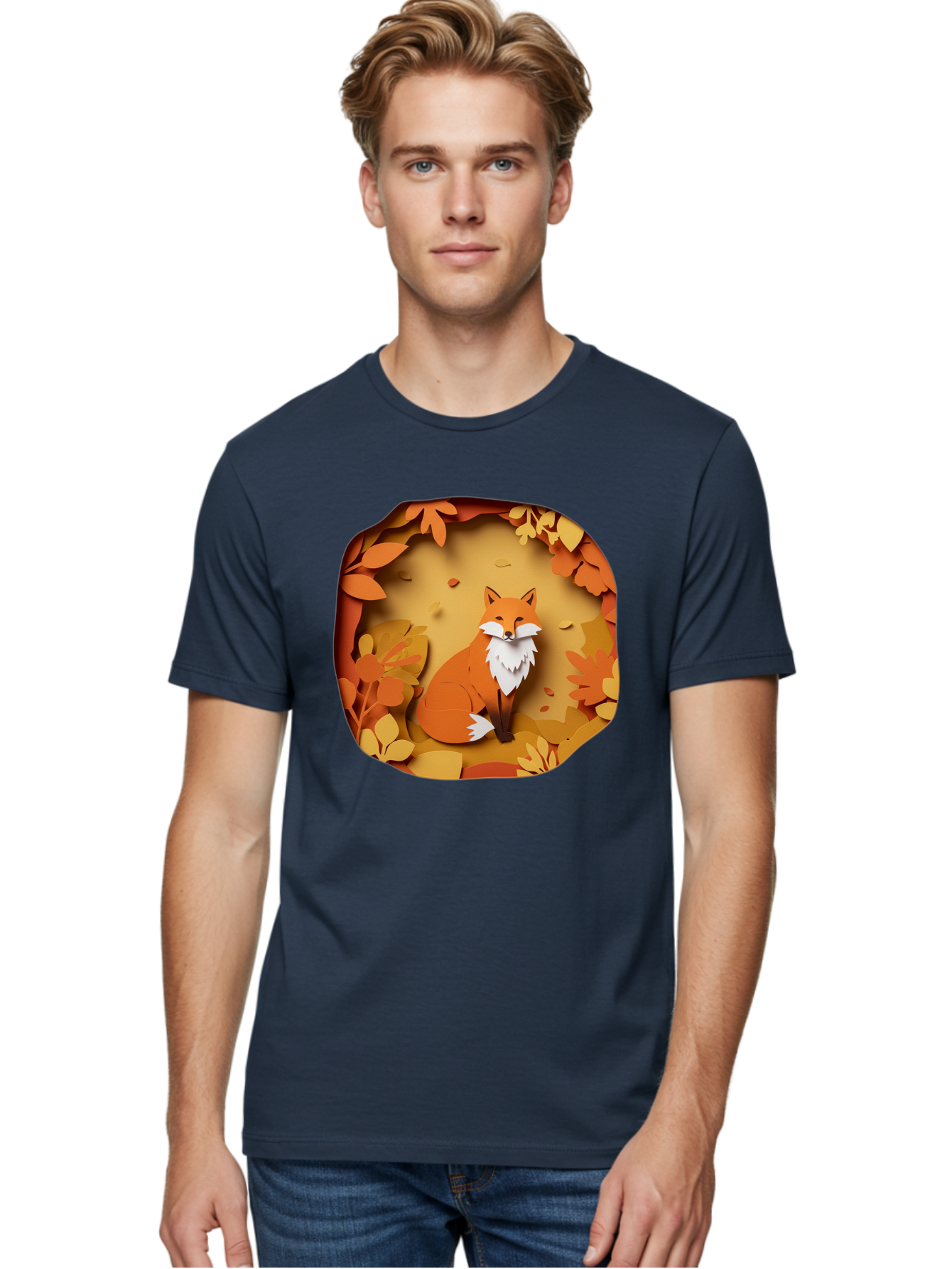 Fox-In-Leaves-1 Men'S Graphic Tee, 100% Cotton, Comfortable Casual Summer Wear, Machine Washable, Vintage Camera, Old Camera, Antique Camera, Black Camera, Classic Photography, Photography Equipment, Nostalgic Device, Film Camera, Camera Art Baj469