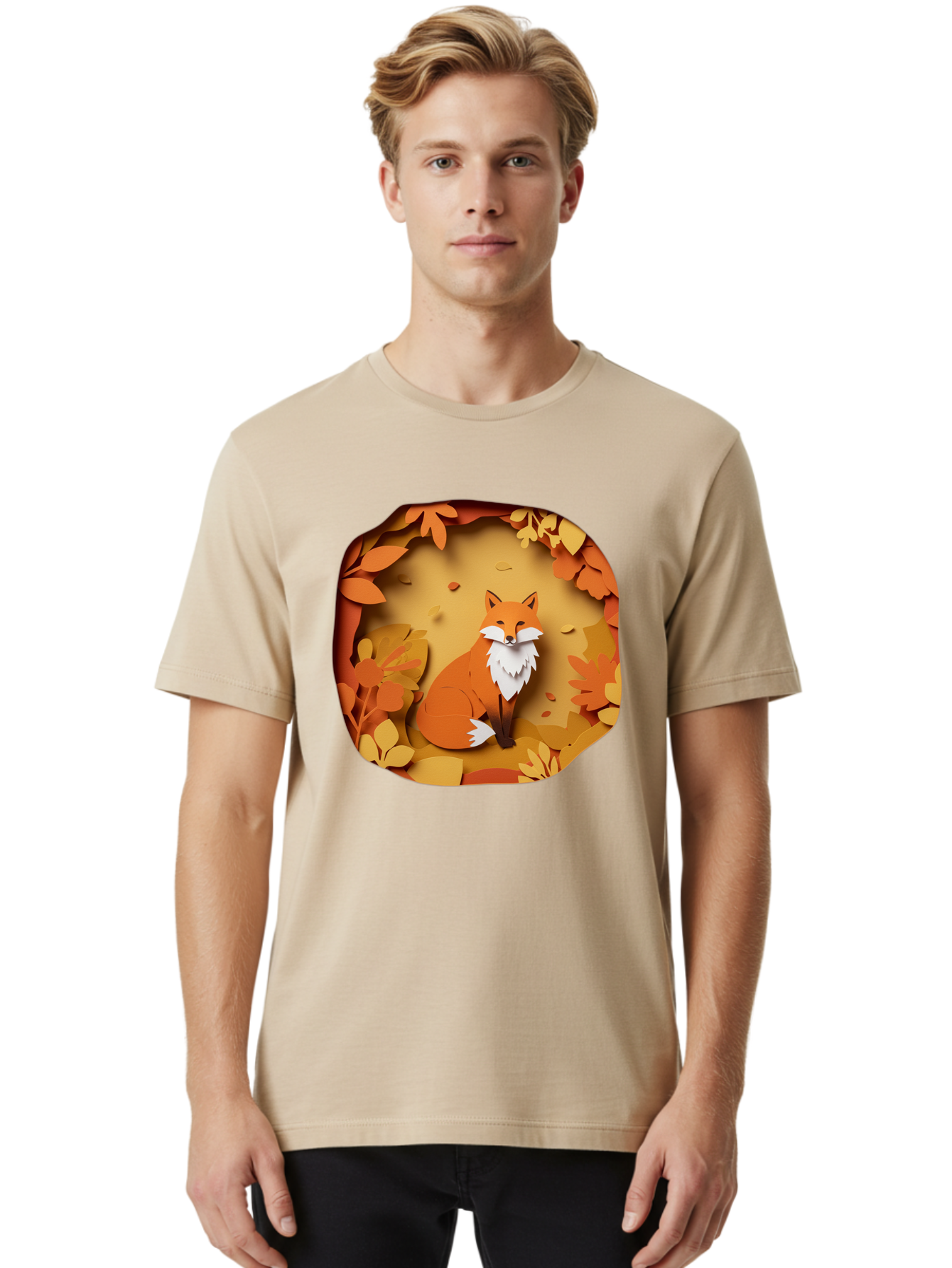 Fox-In-Leaves-1 Men'S Graphic Tee, 100% Cotton, Comfortable Casual Summer Wear, Machine Washable, Vintage Camera, Old Camera, Antique Camera, Black Camera, Classic Photography, Photography Equipment, Nostalgic Device, Film Camera, Camera Art Baj469