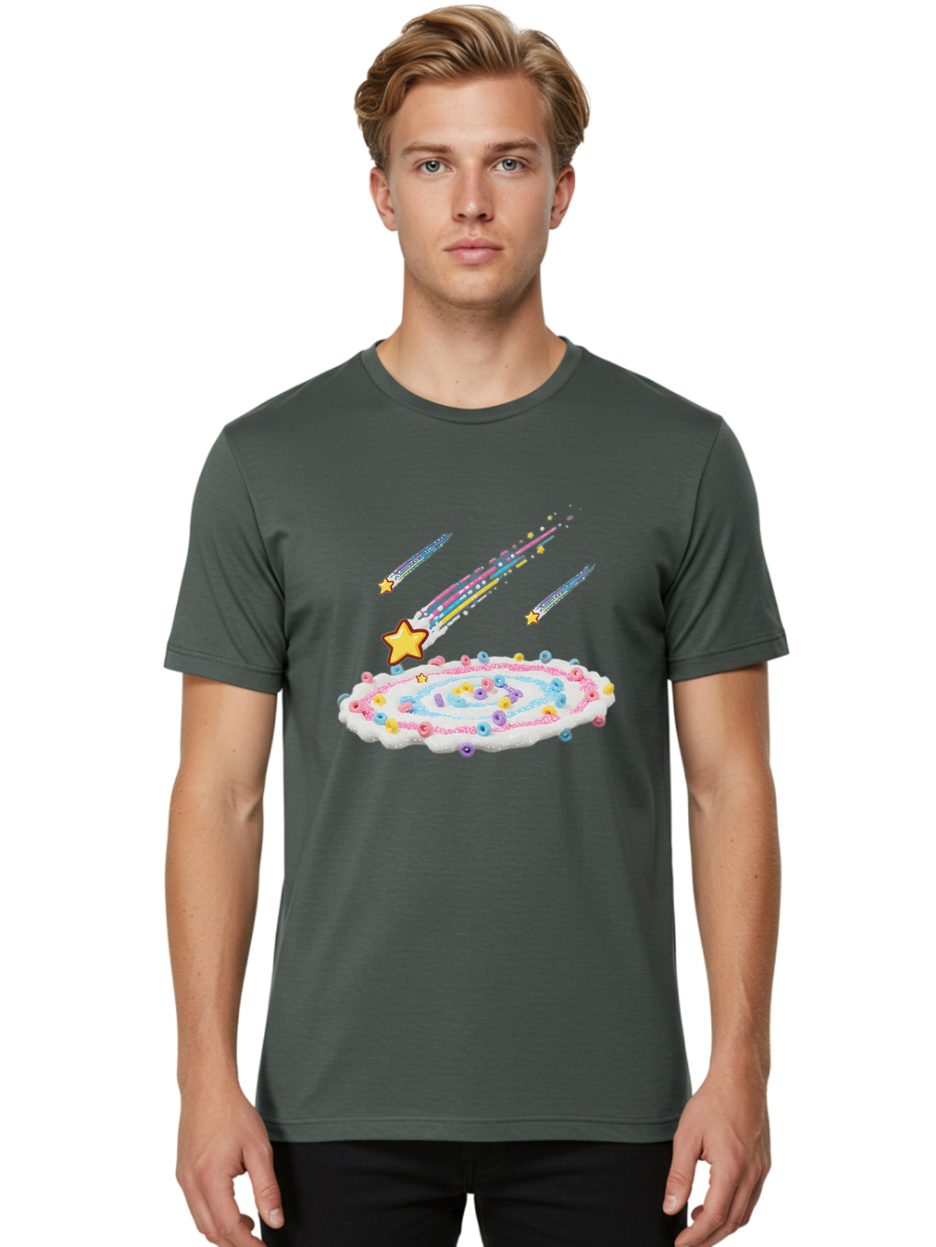 Froot-Loops-Galaxy-Cake Men'S Graphic Tee, 100% Cotton, Comfortable Casual Summer Wear, Machine Washable, Vintage Camera, Old Camera, Antique Camera, Black Camera, Classic Photography, Photography Equipment, Nostalgic Device, Film Camera, Baj473
