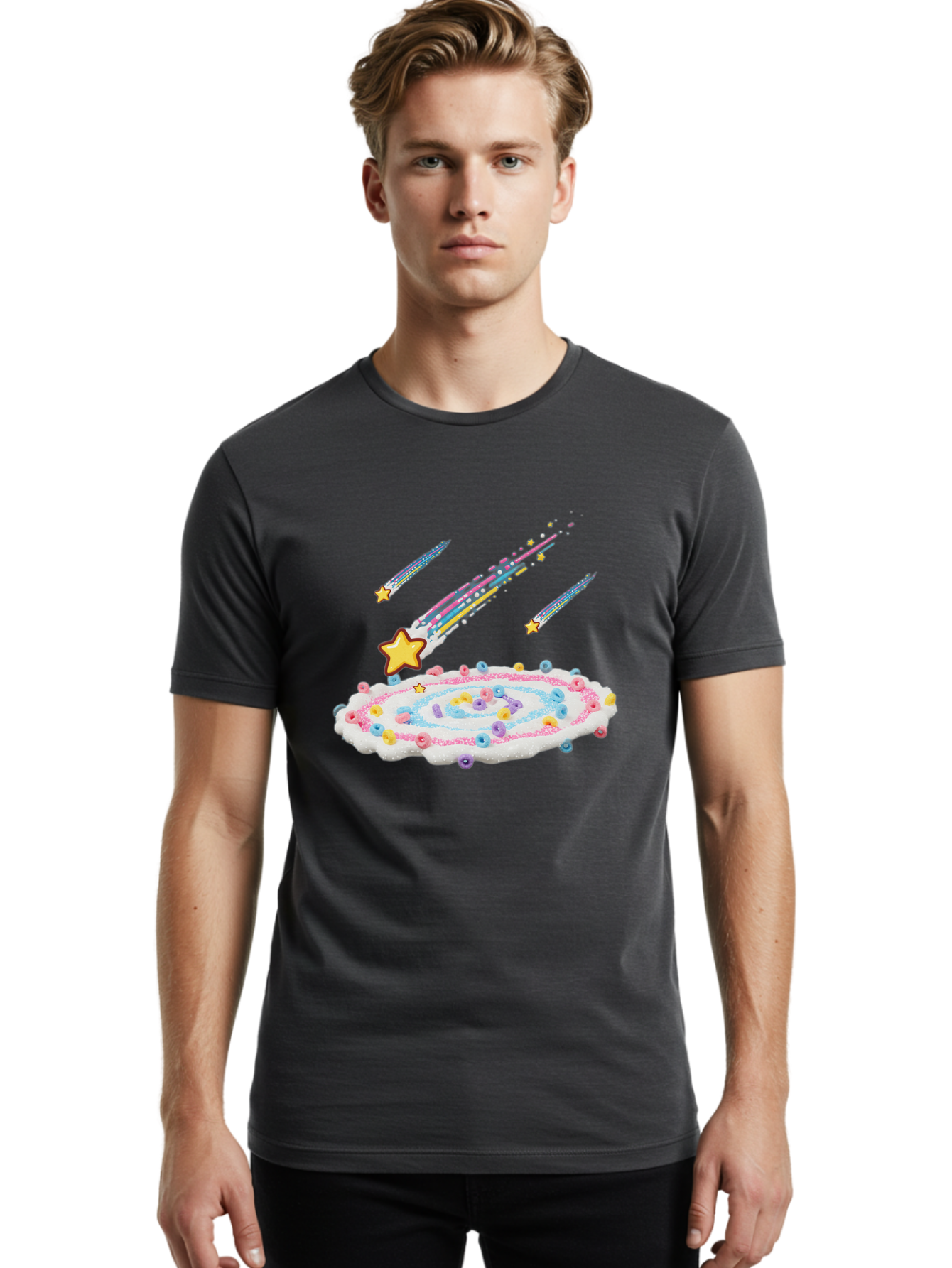 Froot-Loops-Galaxy-Cake Men'S Graphic Tee, 100% Cotton, Comfortable Casual Summer Wear, Machine Washable, Vintage Camera, Old Camera, Antique Camera, Black Camera, Classic Photography, Photography Equipment, Nostalgic Device, Film Camera, Baj473