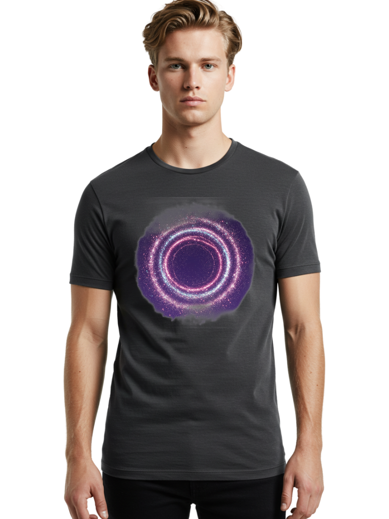 Galaxy-Circle Men'S Graphic Tee, 100% Cotton, Comfortable Casual Summer Wear, Machine Washable, Vintage Camera, Old Camera, Antique Camera, Black Camera, Classic Photography, Photography Equipment, Nostalgic Device, Film Camera, Camera Art Baj475
