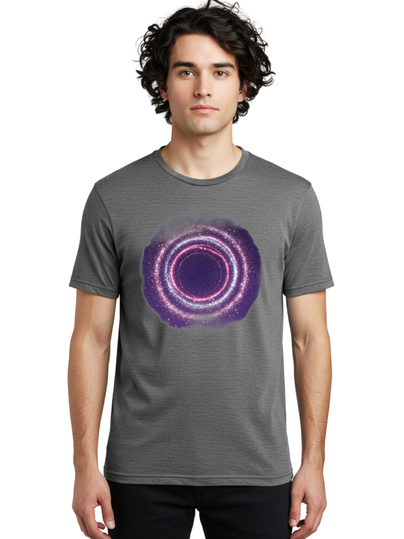 Galaxy-Circle Men'S Graphic Tee, 100% Cotton, Comfortable Casual Summer Wear, Machine Washable, Vintage Camera, Old Camera, Antique Camera, Black Camera, Classic Photography, Photography Equipment, Nostalgic Device, Film Camera, Camera Art Baj475
