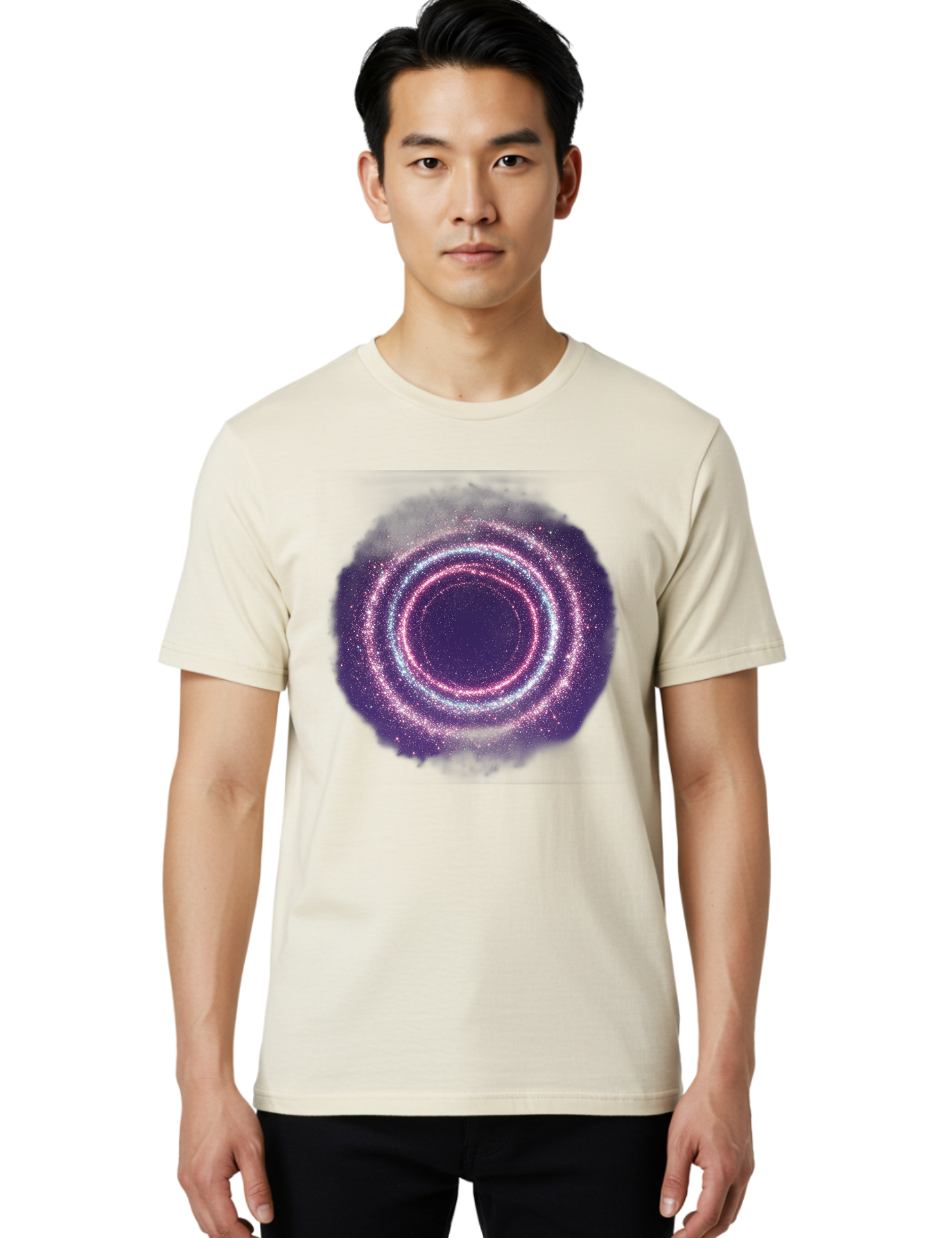 Galaxy-Circle Men'S Graphic Tee, 100% Cotton, Comfortable Casual Summer Wear, Machine Washable, Vintage Camera, Old Camera, Antique Camera, Black Camera, Classic Photography, Photography Equipment, Nostalgic Device, Film Camera, Camera Art Baj475