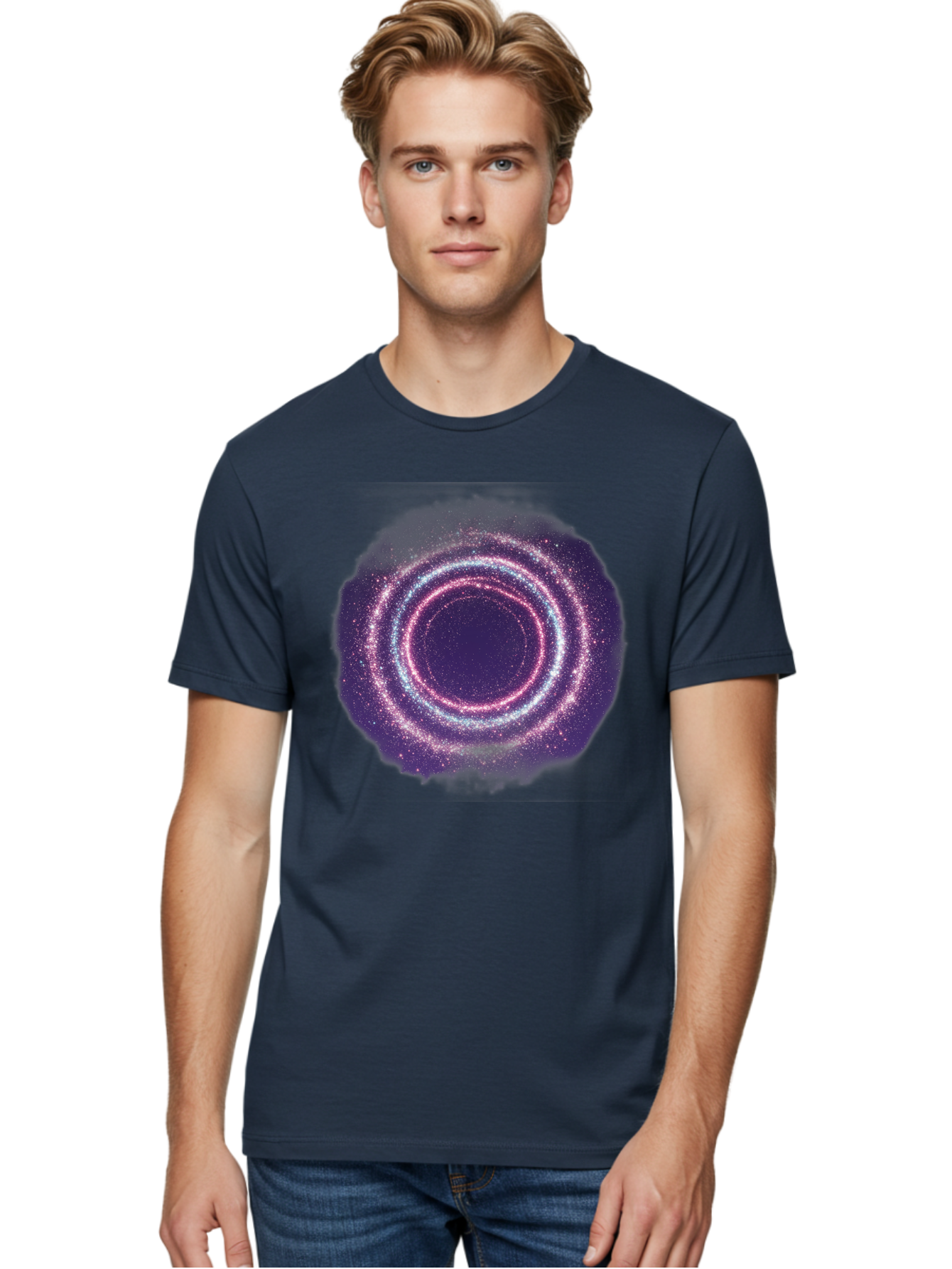 Galaxy-Circle Men'S Graphic Tee, 100% Cotton, Comfortable Casual Summer Wear, Machine Washable, Vintage Camera, Old Camera, Antique Camera, Black Camera, Classic Photography, Photography Equipment, Nostalgic Device, Film Camera, Camera Art Baj475