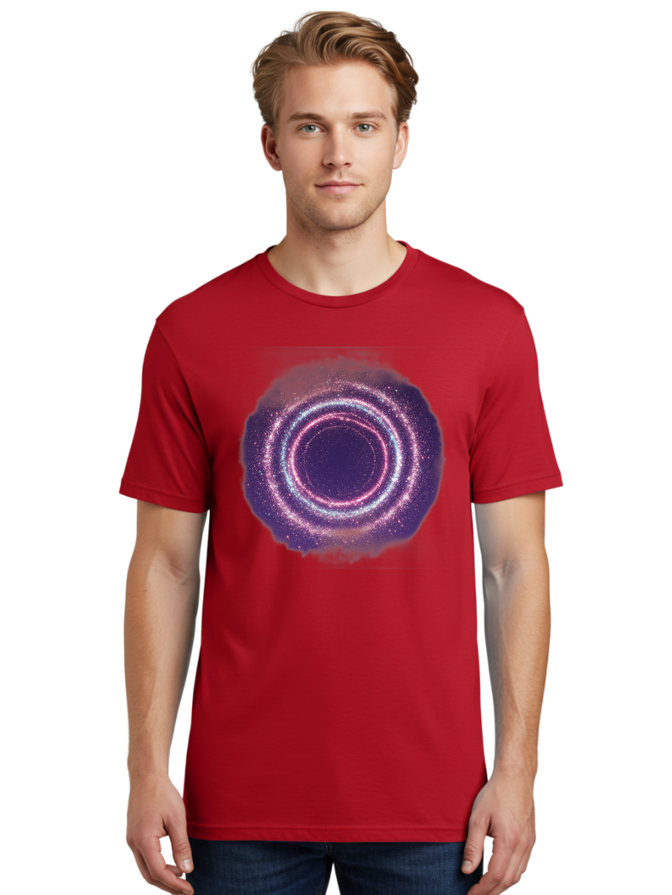 Galaxy-Circle Men'S Graphic Tee, 100% Cotton, Comfortable Casual Summer Wear, Machine Washable, Vintage Camera, Old Camera, Antique Camera, Black Camera, Classic Photography, Photography Equipment, Nostalgic Device, Film Camera, Camera Art Baj475