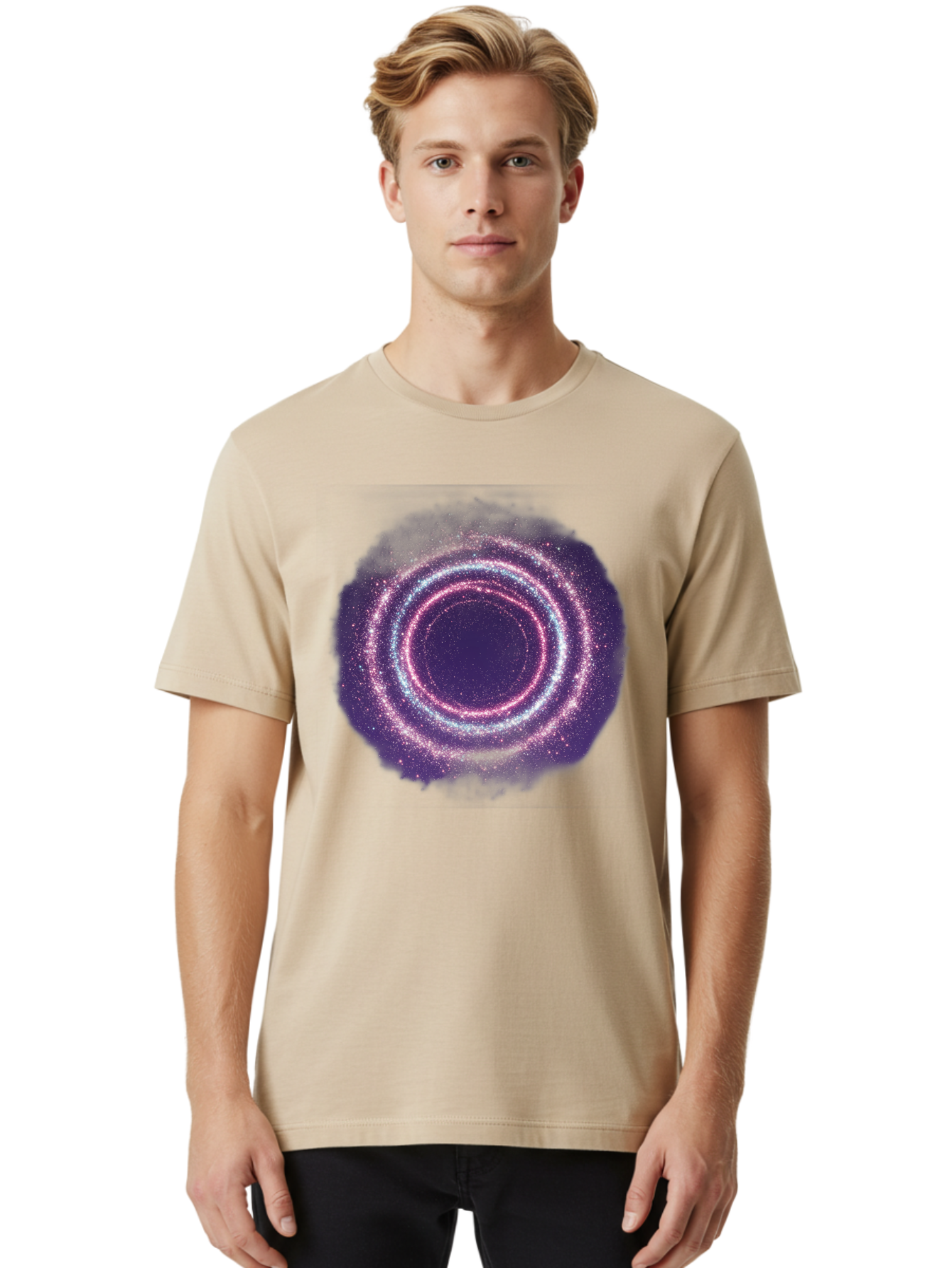 Galaxy-Circle Men'S Graphic Tee, 100% Cotton, Comfortable Casual Summer Wear, Machine Washable, Vintage Camera, Old Camera, Antique Camera, Black Camera, Classic Photography, Photography Equipment, Nostalgic Device, Film Camera, Camera Art Baj475
