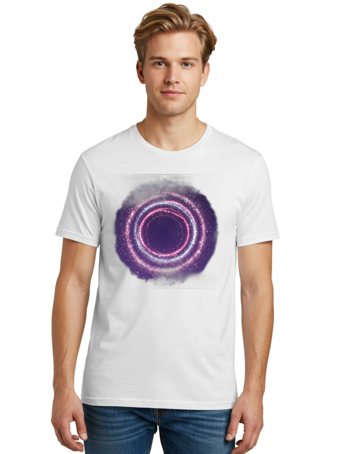 Galaxy-Circle Men'S Graphic Tee, 100% Cotton, Comfortable Casual Summer Wear, Machine Washable, Vintage Camera, Old Camera, Antique Camera, Black Camera, Classic Photography, Photography Equipment, Nostalgic Device, Film Camera, Camera Art Baj475