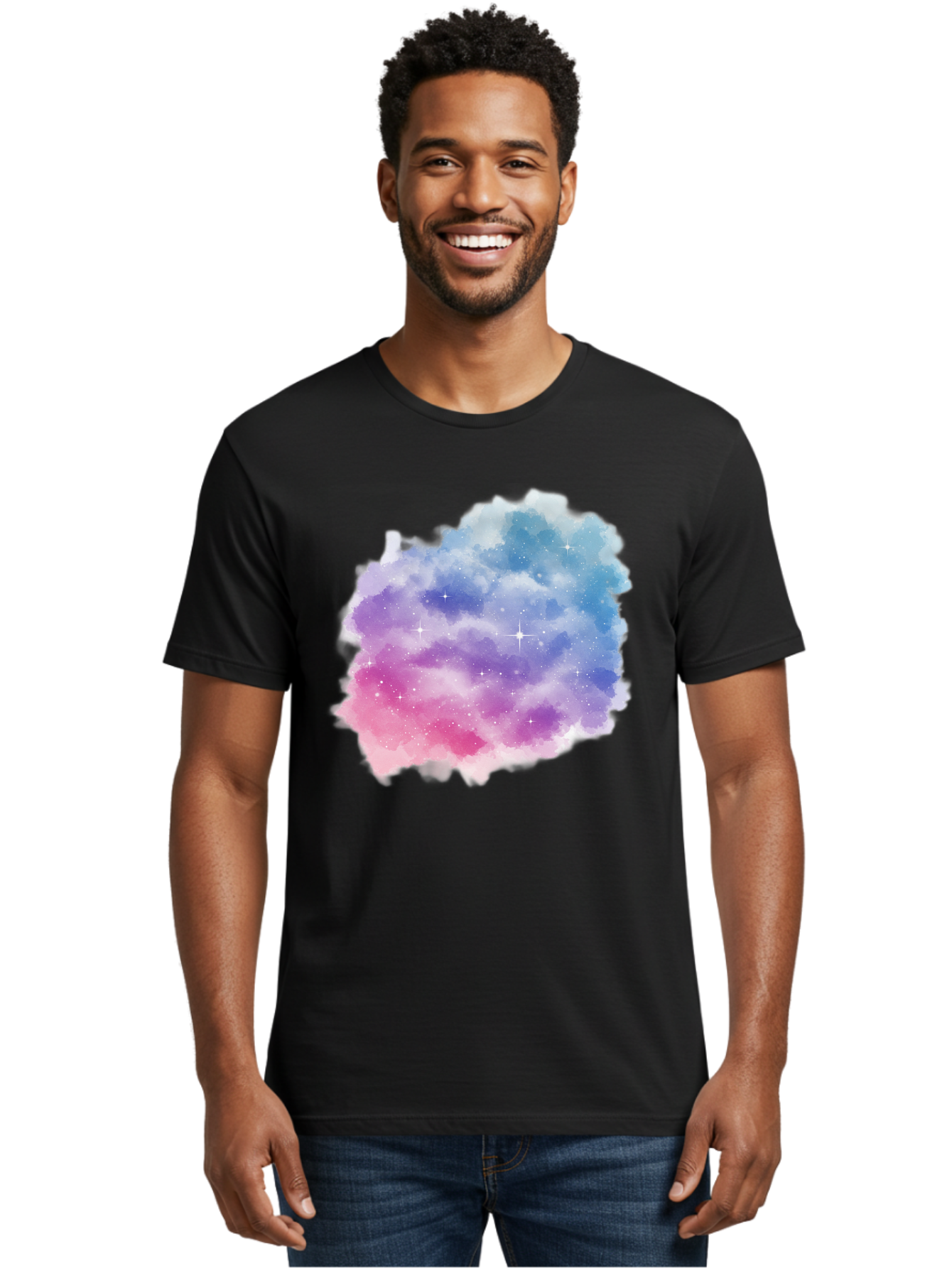 Galaxy-Watercolor Men'S Graphic Tee, 100% Cotton, Comfortable Casual Summer Wear, Machine Washable, Vintage Camera, Old Camera, Antique Camera, Black Camera, Classic Photography, Photography Equipment, Nostalgic Device, Film Camera, Camera Art Baj477