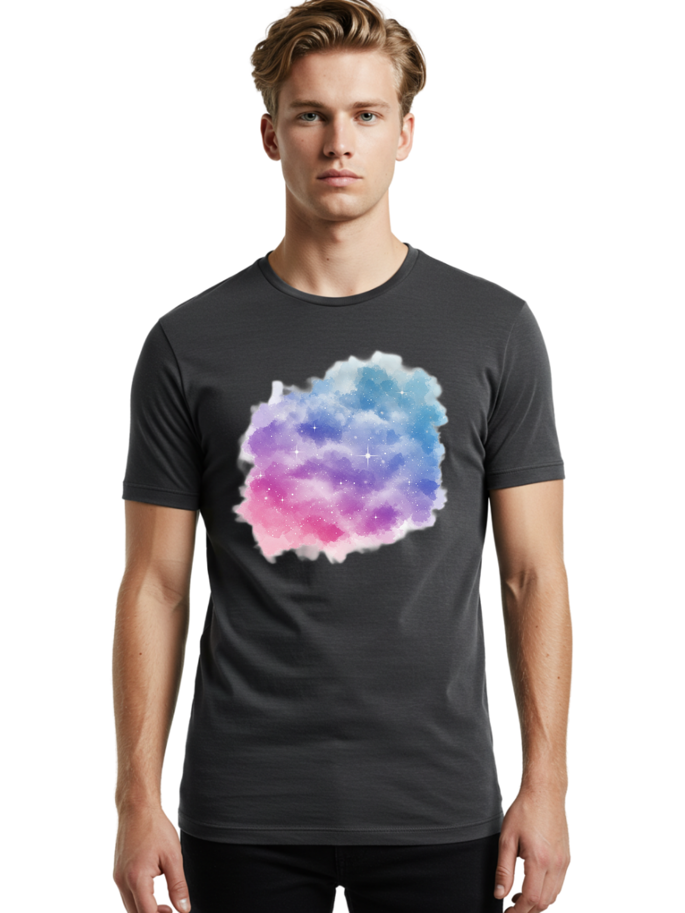 Galaxy-Watercolor Men'S Graphic Tee, 100% Cotton, Comfortable Casual Summer Wear, Machine Washable, Vintage Camera, Old Camera, Antique Camera, Black Camera, Classic Photography, Photography Equipment, Nostalgic Device, Film Camera, Camera Art Baj477