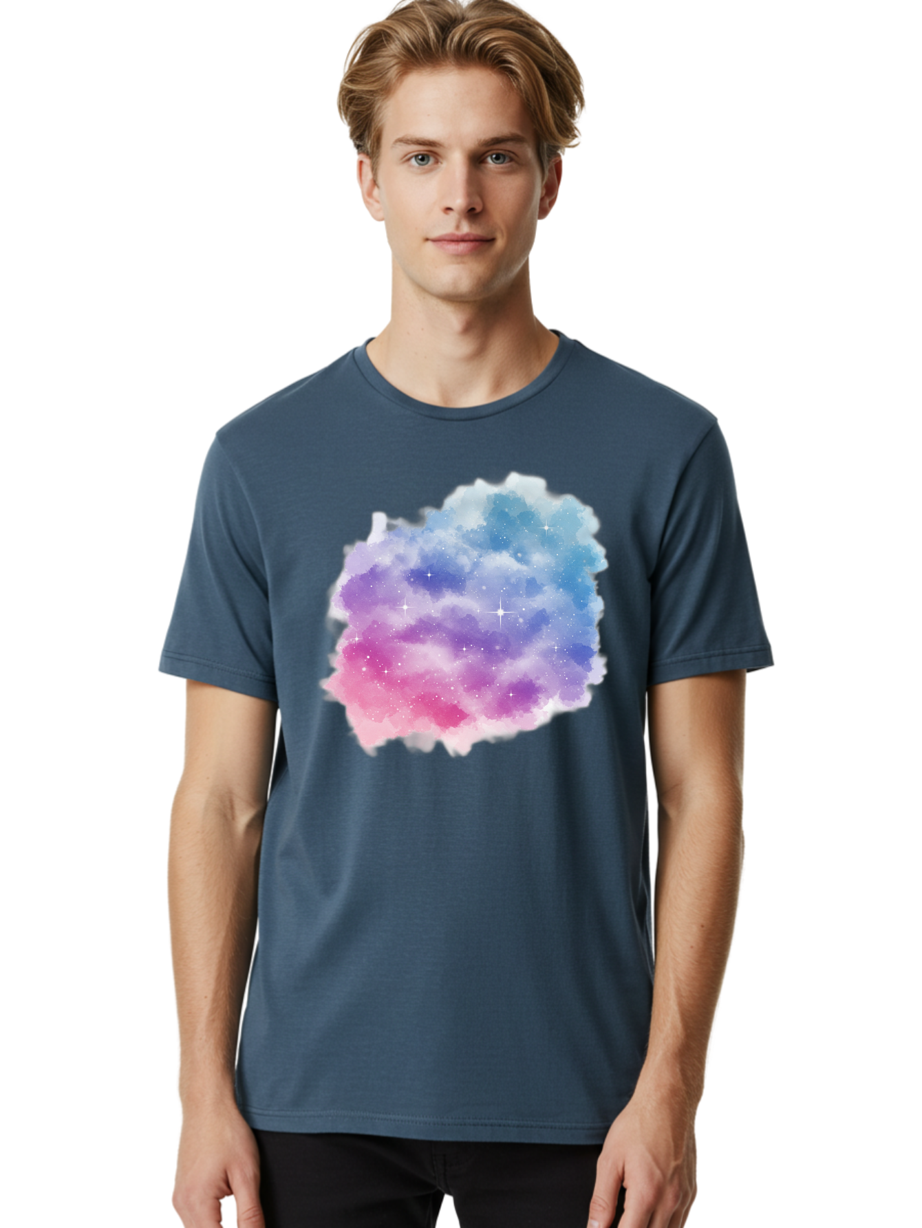 Galaxy-Watercolor Men'S Graphic Tee, 100% Cotton, Comfortable Casual Summer Wear, Machine Washable, Vintage Camera, Old Camera, Antique Camera, Black Camera, Classic Photography, Photography Equipment, Nostalgic Device, Film Camera, Camera Art Baj477