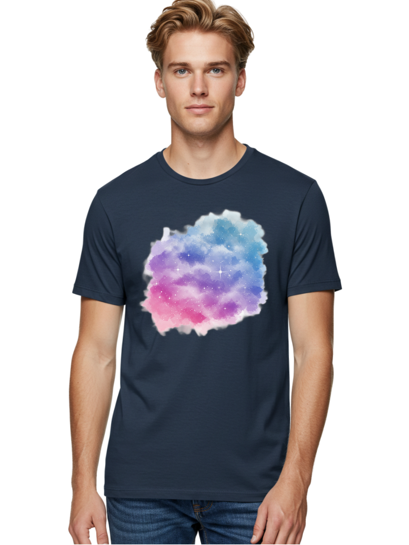 Galaxy-Watercolor Men'S Graphic Tee, 100% Cotton, Comfortable Casual Summer Wear, Machine Washable, Vintage Camera, Old Camera, Antique Camera, Black Camera, Classic Photography, Photography Equipment, Nostalgic Device, Film Camera, Camera Art Baj477