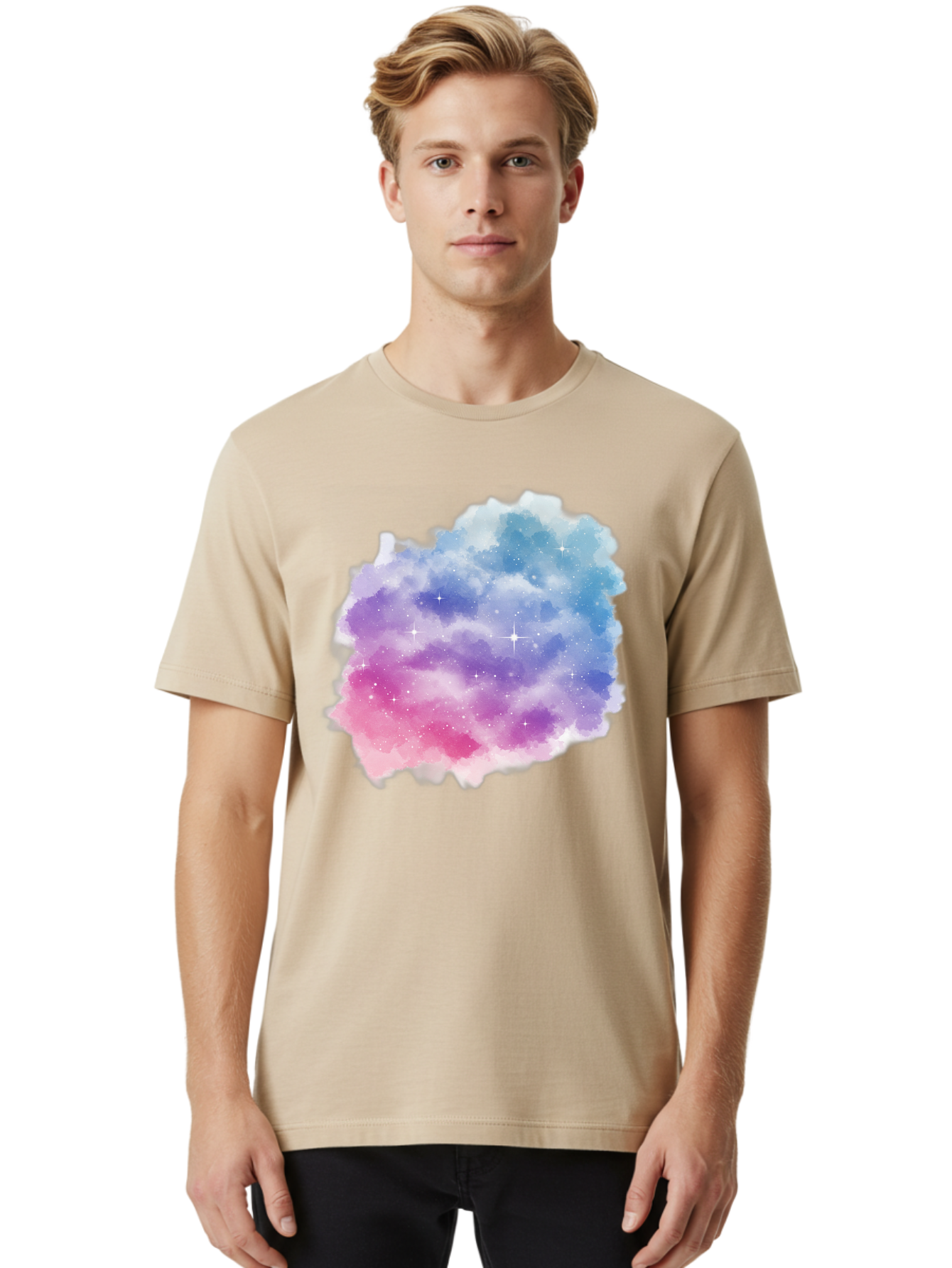 Galaxy-Watercolor Men'S Graphic Tee, 100% Cotton, Comfortable Casual Summer Wear, Machine Washable, Vintage Camera, Old Camera, Antique Camera, Black Camera, Classic Photography, Photography Equipment, Nostalgic Device, Film Camera, Camera Art Baj477