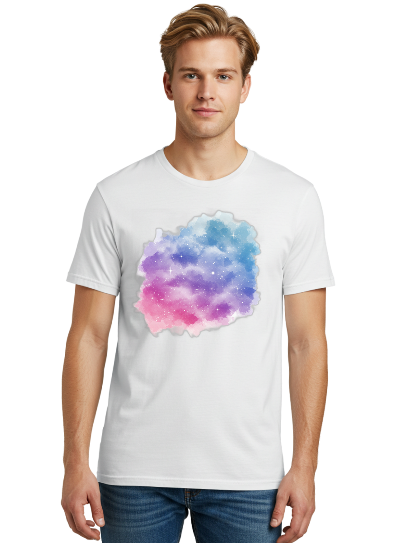 Galaxy-Watercolor Men'S Graphic Tee, 100% Cotton, Comfortable Casual Summer Wear, Machine Washable, Vintage Camera, Old Camera, Antique Camera, Black Camera, Classic Photography, Photography Equipment, Nostalgic Device, Film Camera, Camera Art Baj477