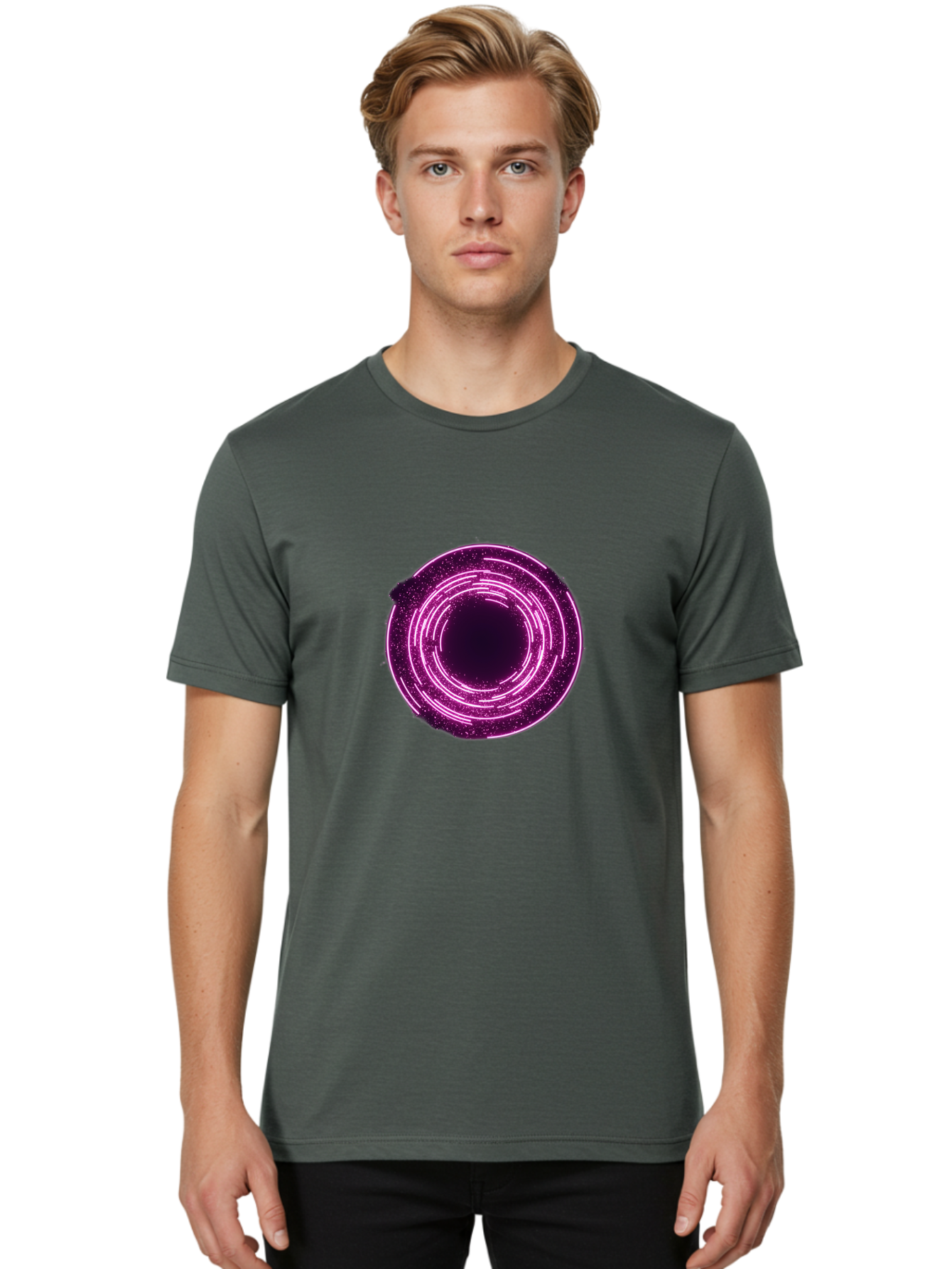 Glowing-Circle Men'S Graphic Tee, 100% Cotton, Comfortable Casual Summer Wear, Machine Washable, Vintage Camera, Old Camera, Antique Camera, Black Camera, Classic Photography, Photography Equipment, Nostalgic Device, Film Camera, Camera Art Baj479