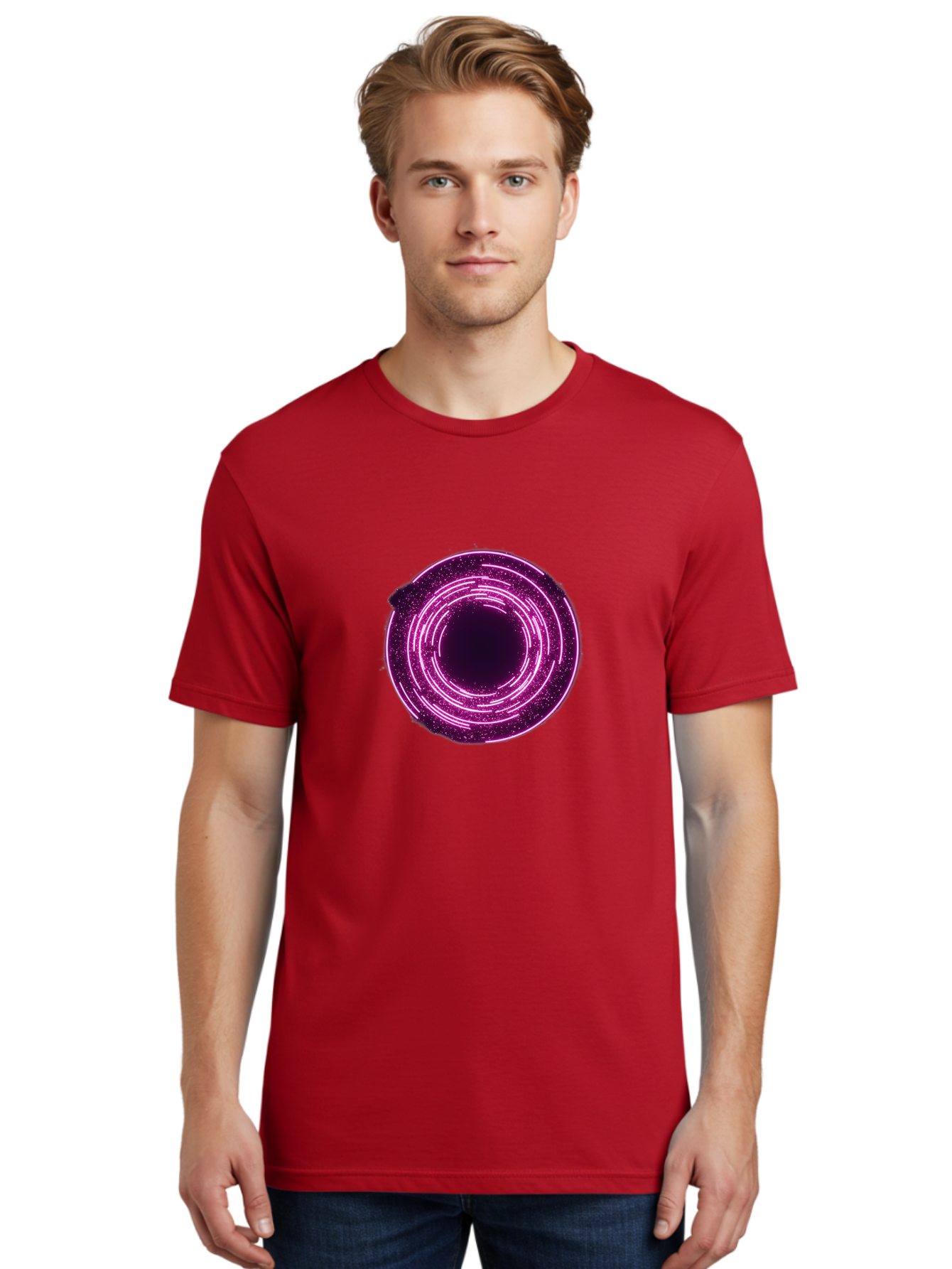 Glowing-Circle Men'S Graphic Tee, 100% Cotton, Comfortable Casual Summer Wear, Machine Washable, Vintage Camera, Old Camera, Antique Camera, Black Camera, Classic Photography, Photography Equipment, Nostalgic Device, Film Camera, Camera Art Baj479