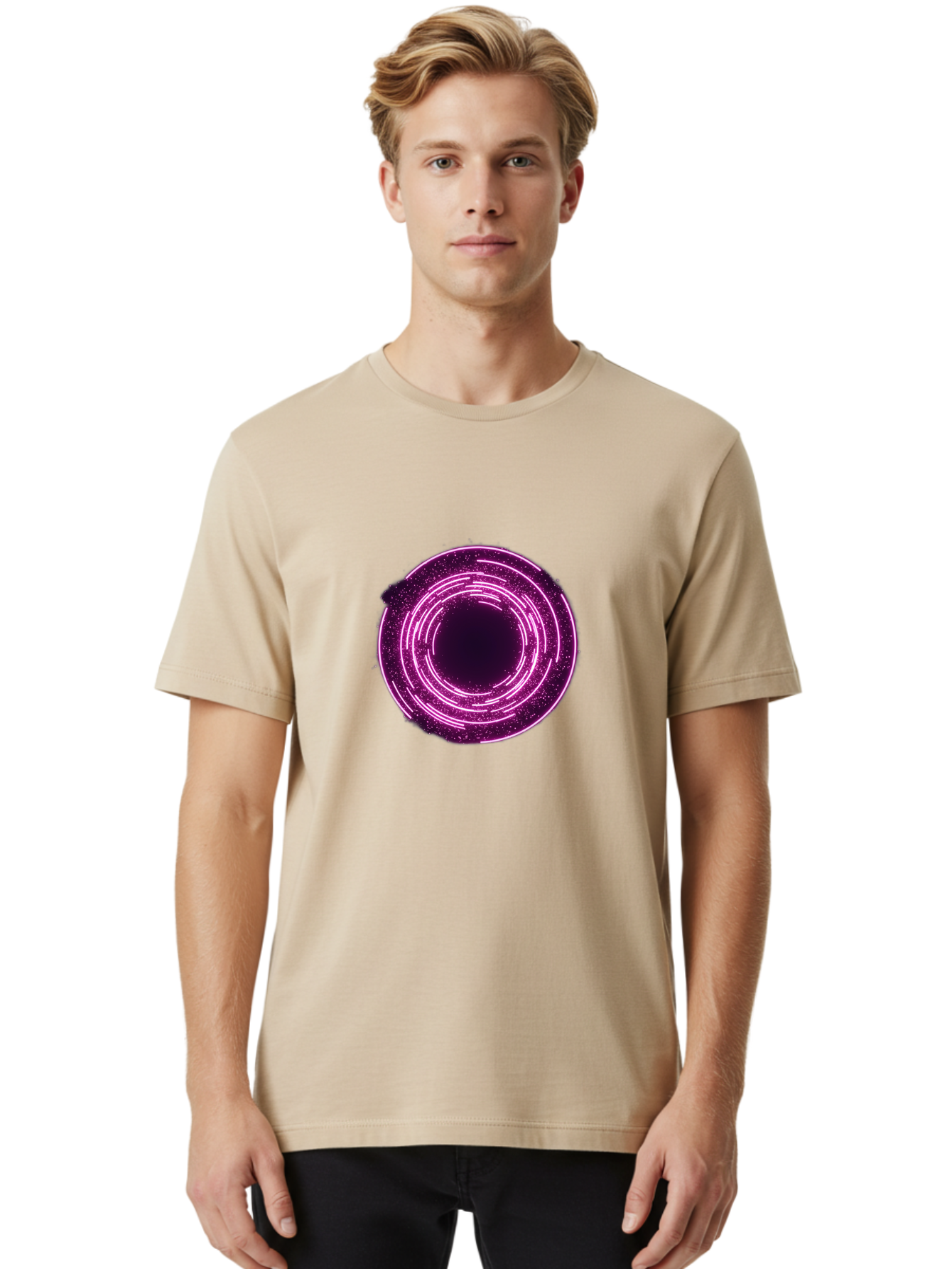 Glowing-Circle Men'S Graphic Tee, 100% Cotton, Comfortable Casual Summer Wear, Machine Washable, Vintage Camera, Old Camera, Antique Camera, Black Camera, Classic Photography, Photography Equipment, Nostalgic Device, Film Camera, Camera Art Baj479