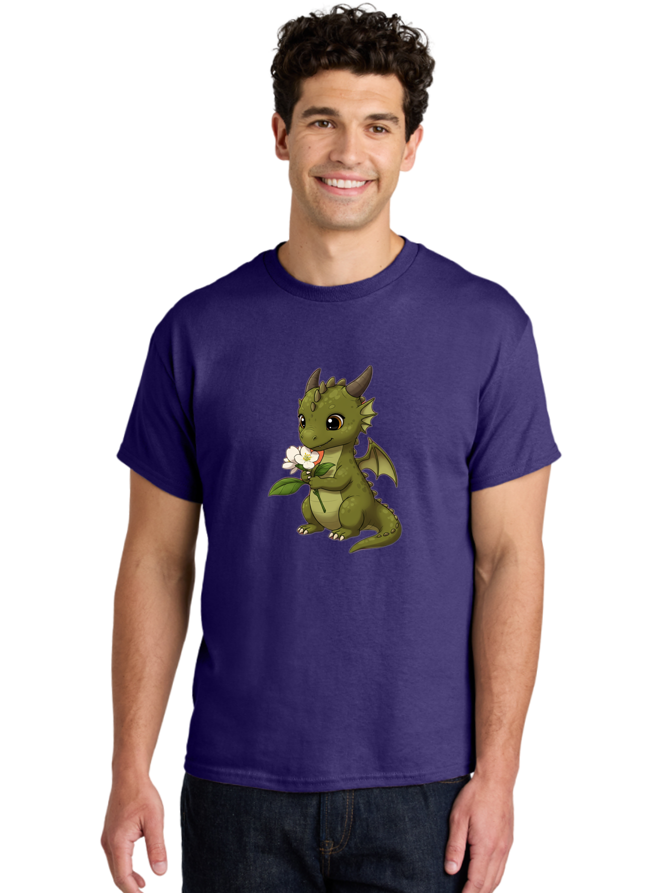 Green-Dragon-With-Flower Men'S Graphic Tee, 100% Cotton, Comfortable Casual Summer Wear, Machine Washable, Vintage Camera, Old Camera, Antique Camera, Black Camera, Classic Photography, Photography Equipment, Nostalgic Device, Film Camera, Baj486