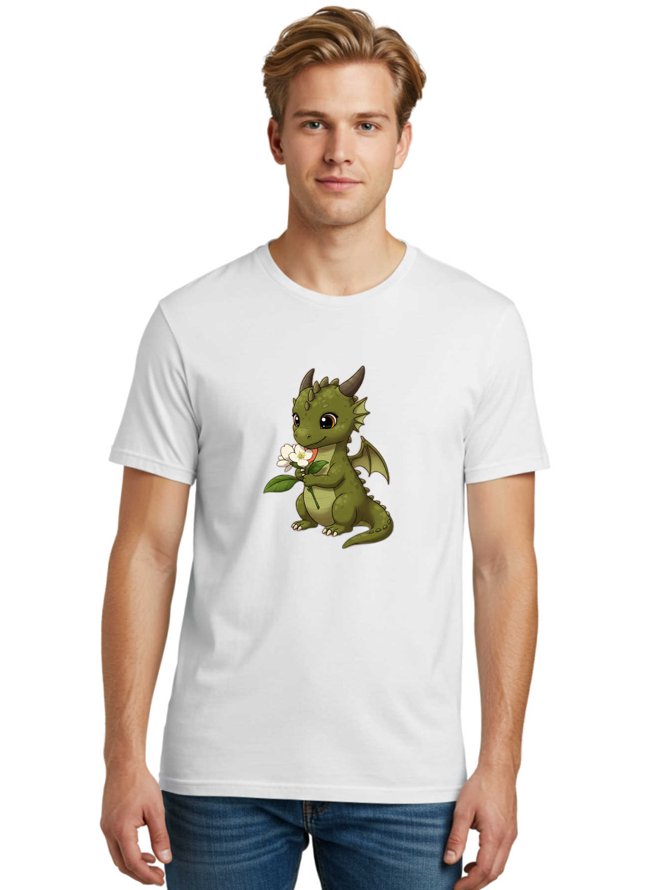 Green-Dragon-With-Flower Men'S Graphic Tee, 100% Cotton, Comfortable Casual Summer Wear, Machine Washable, Vintage Camera, Old Camera, Antique Camera, Black Camera, Classic Photography, Photography Equipment, Nostalgic Device, Film Camera, Baj486